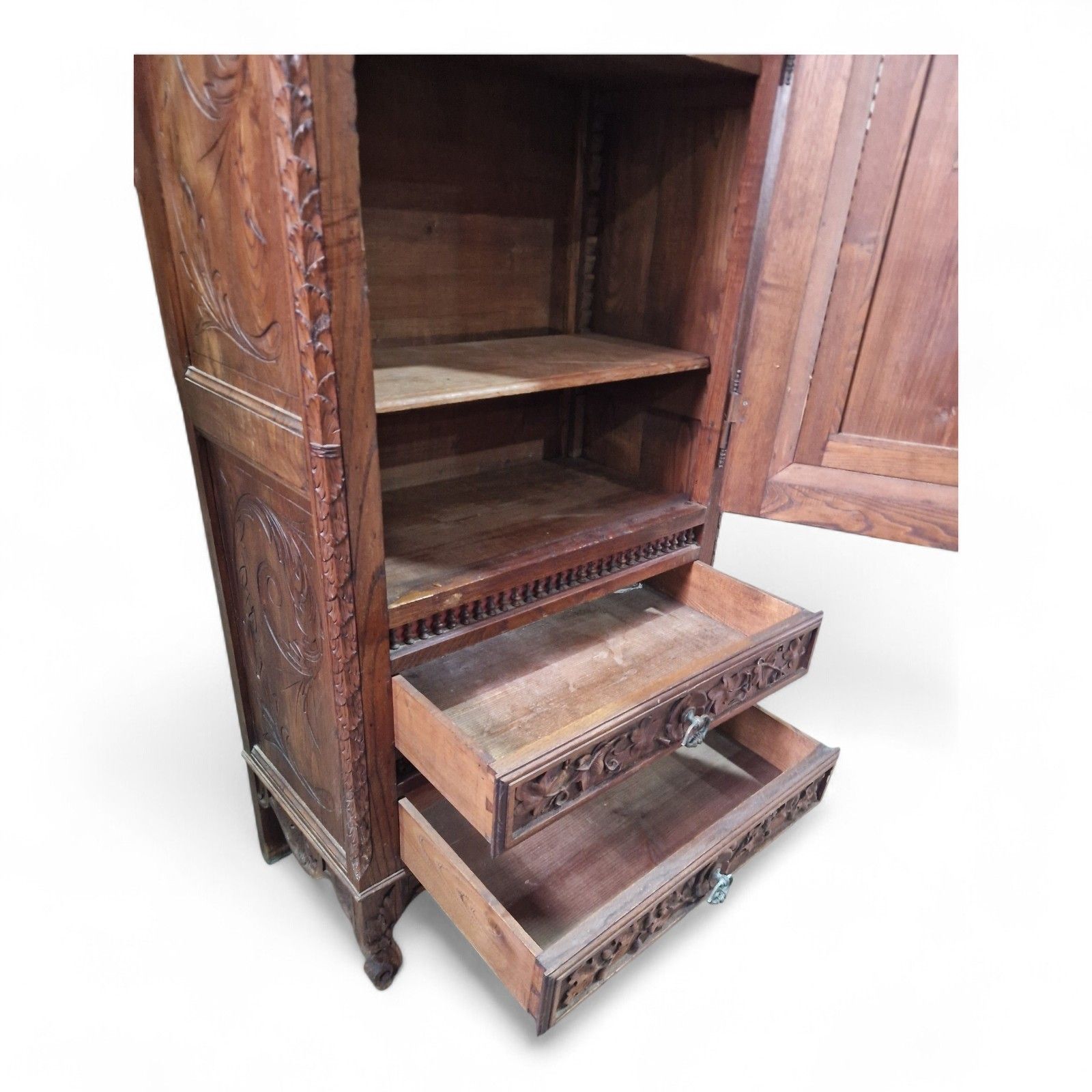 550.0 Antique Carved Oak Renaissance Revival Cabinet C.1880 Flemish Figural Panel Tall photo