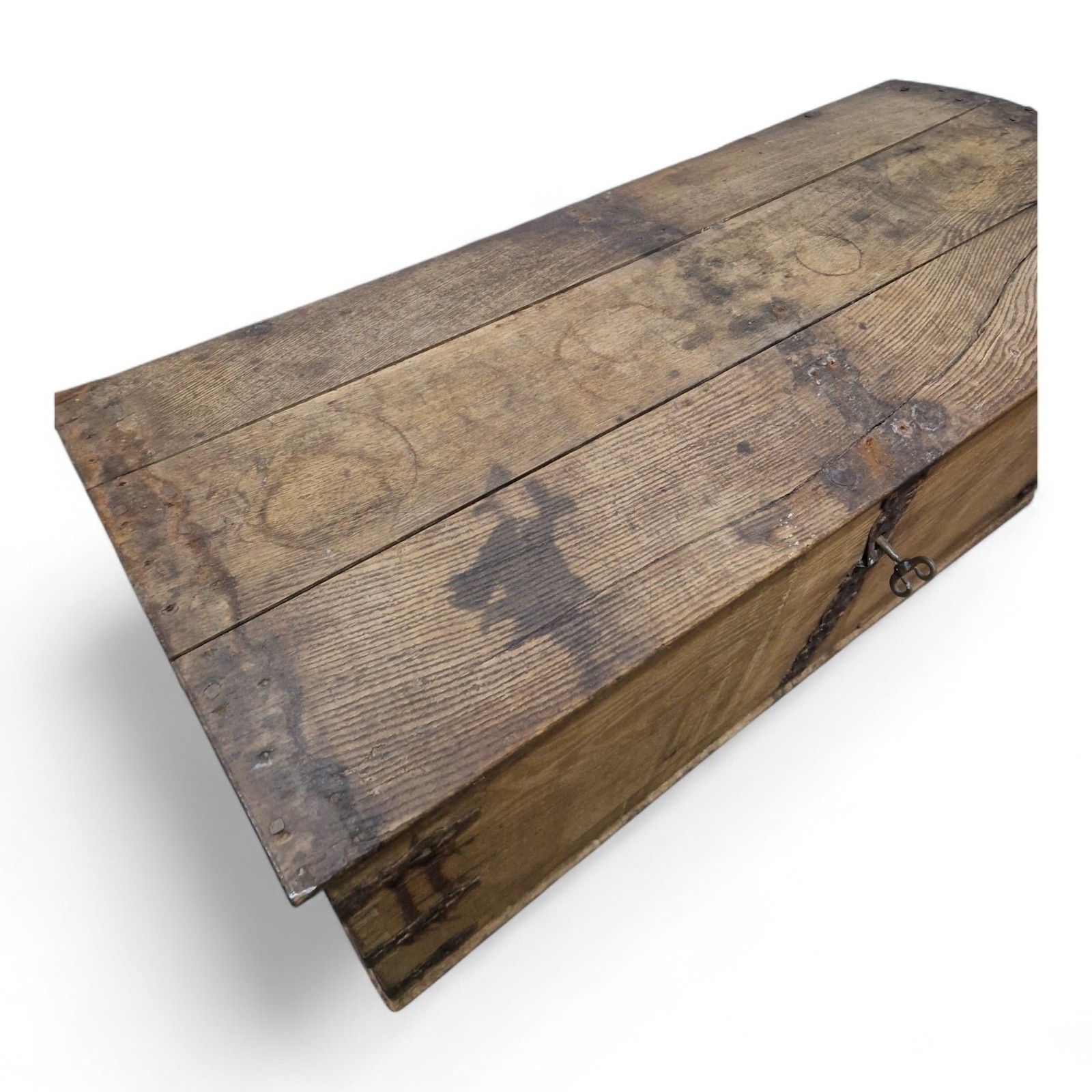 Furniture Continental Wooden Storage Chest Dome Top Rustic Coffer Blanket Box Large photo