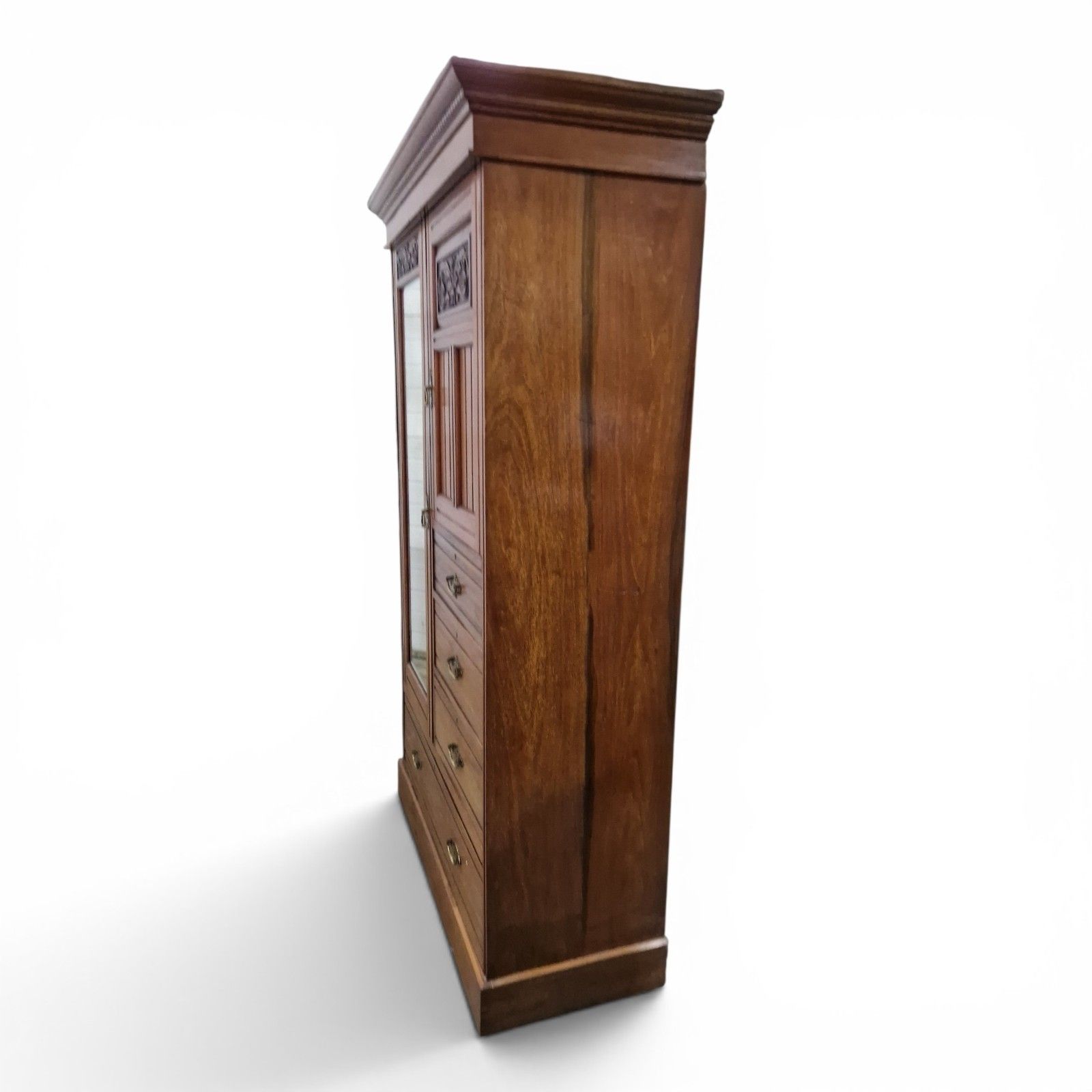 photo vinterior Antique Scottish Ash Wardrobe Mirror Door Antique Combination Armoire Victorian