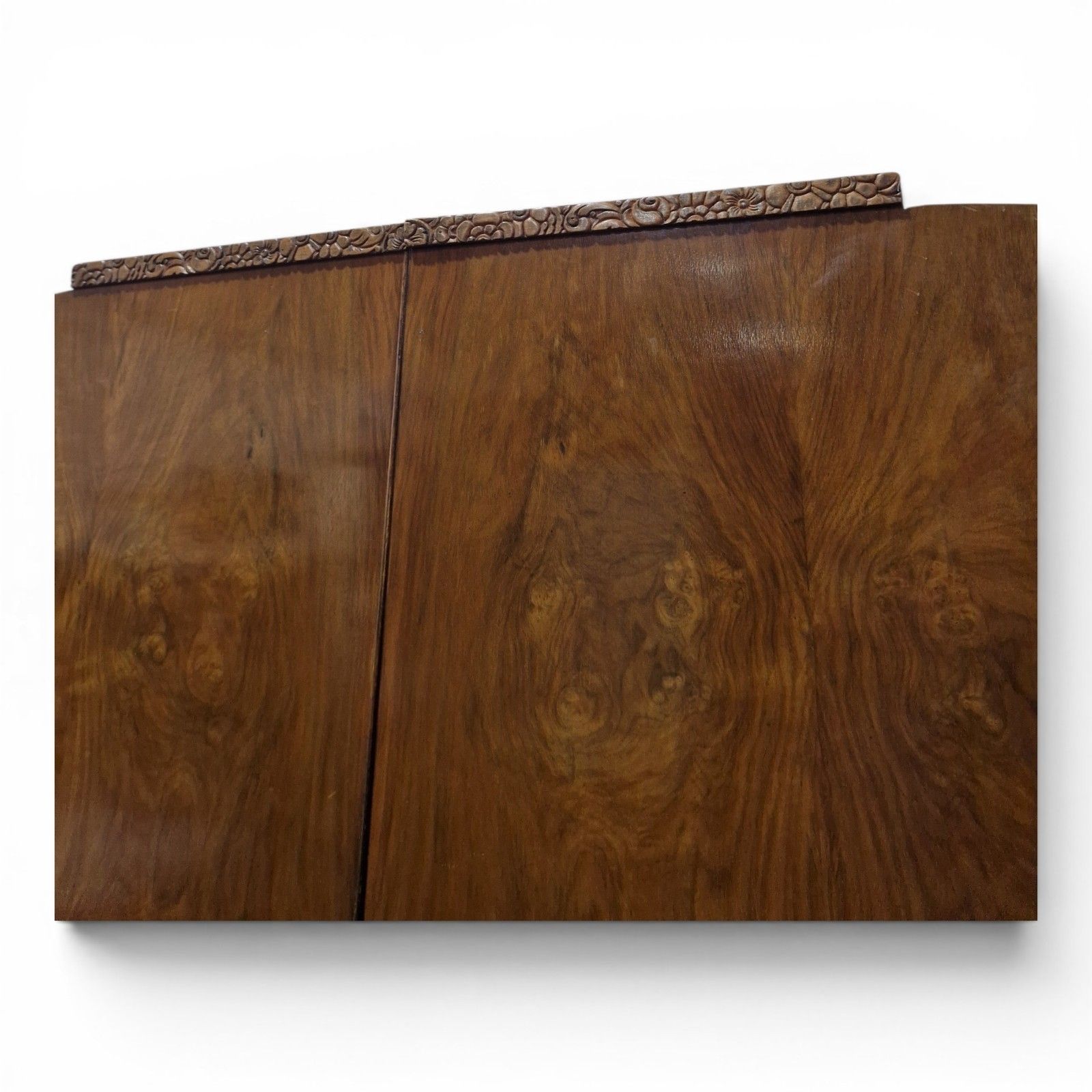 photo for sale Art Deco Walnut Wardrobe Armoire Antique Vintage Figured Double Doors Carved