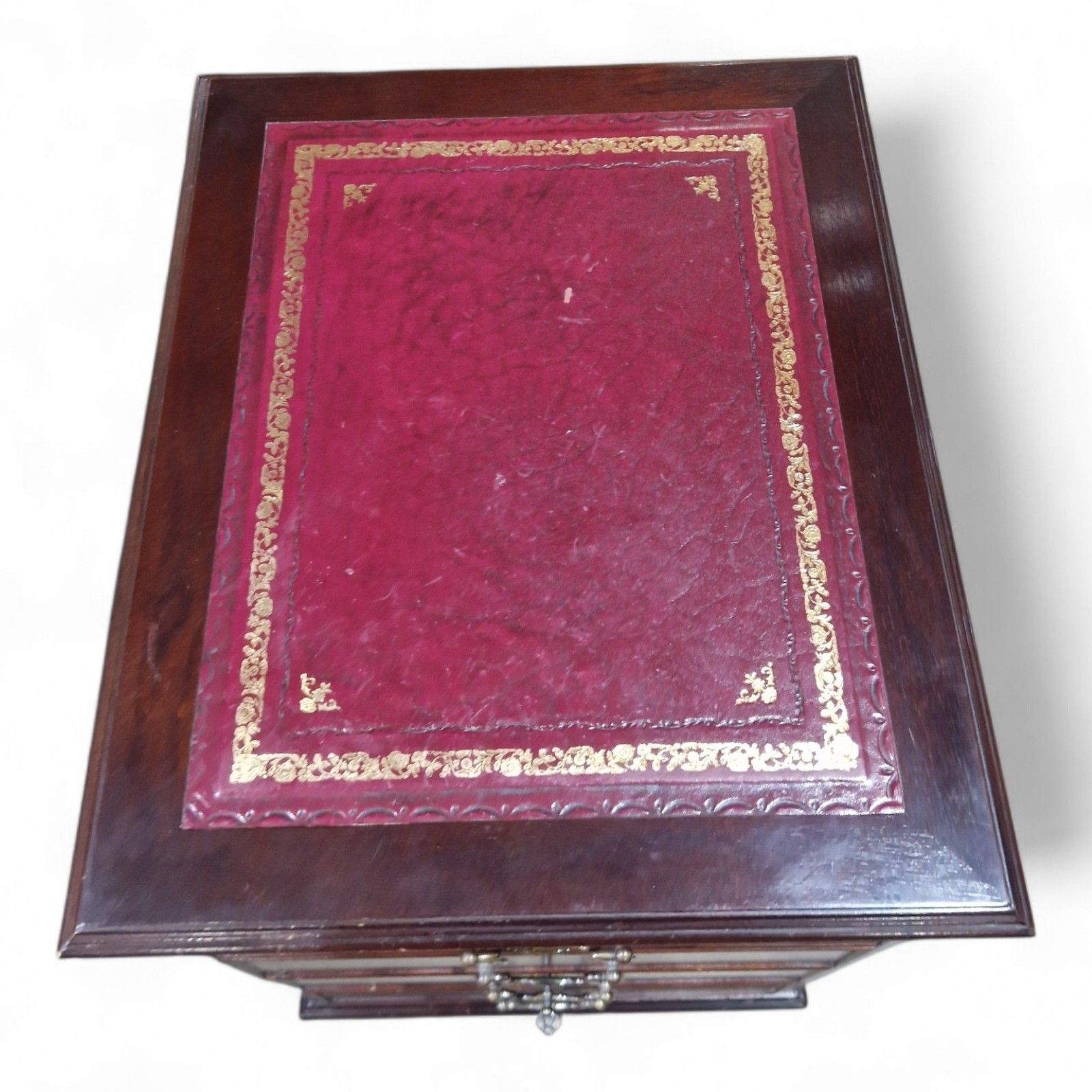 Mahogany Filing Cabinet Leather Top 2 Drawer Georgian Regency Style photo vinterior