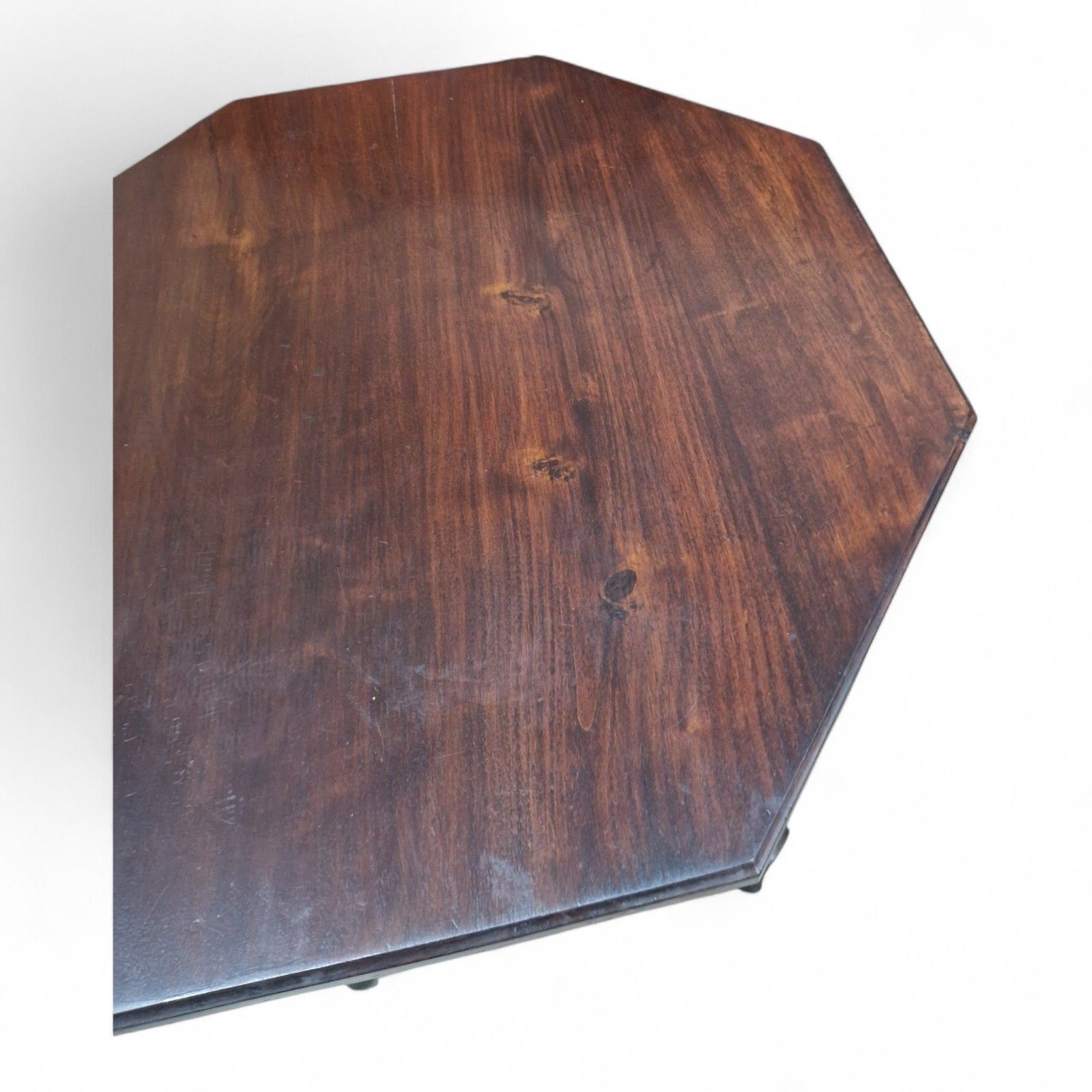 photo furniture Victorian Octagonal Occasional Table 2 Tier Solid Wood Turned Supports Antique