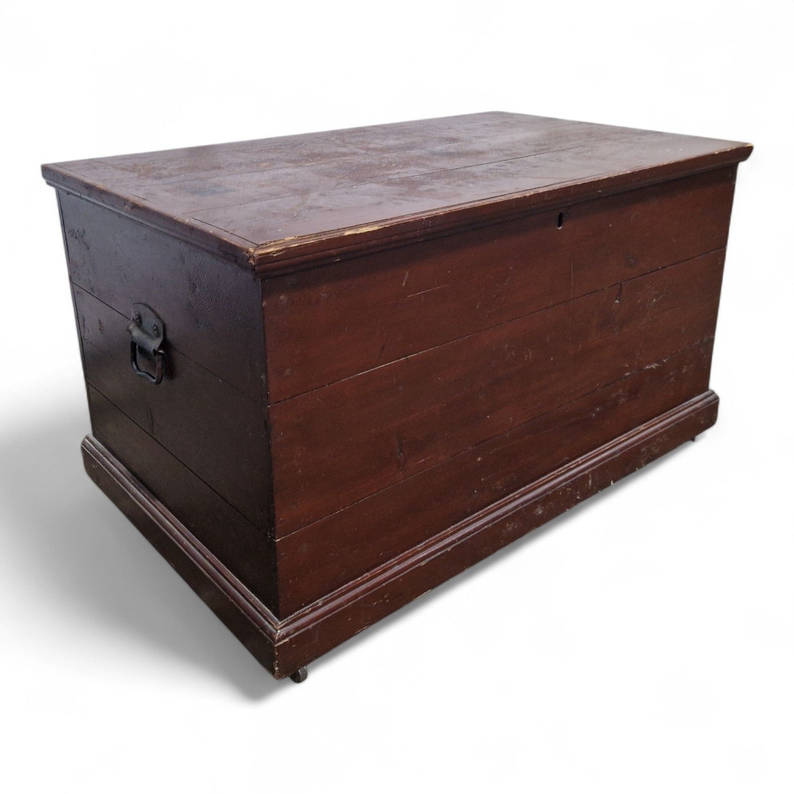 Antique Victorian Pine Box Flat Top Blanket Chest Wooden Storage Trunk photo for sale