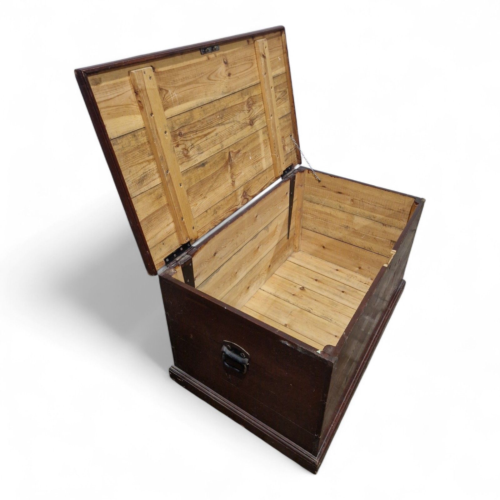 Antique Victorian Pine Box Flat Top Blanket Chest Wooden Storage Trunk photo Furniture