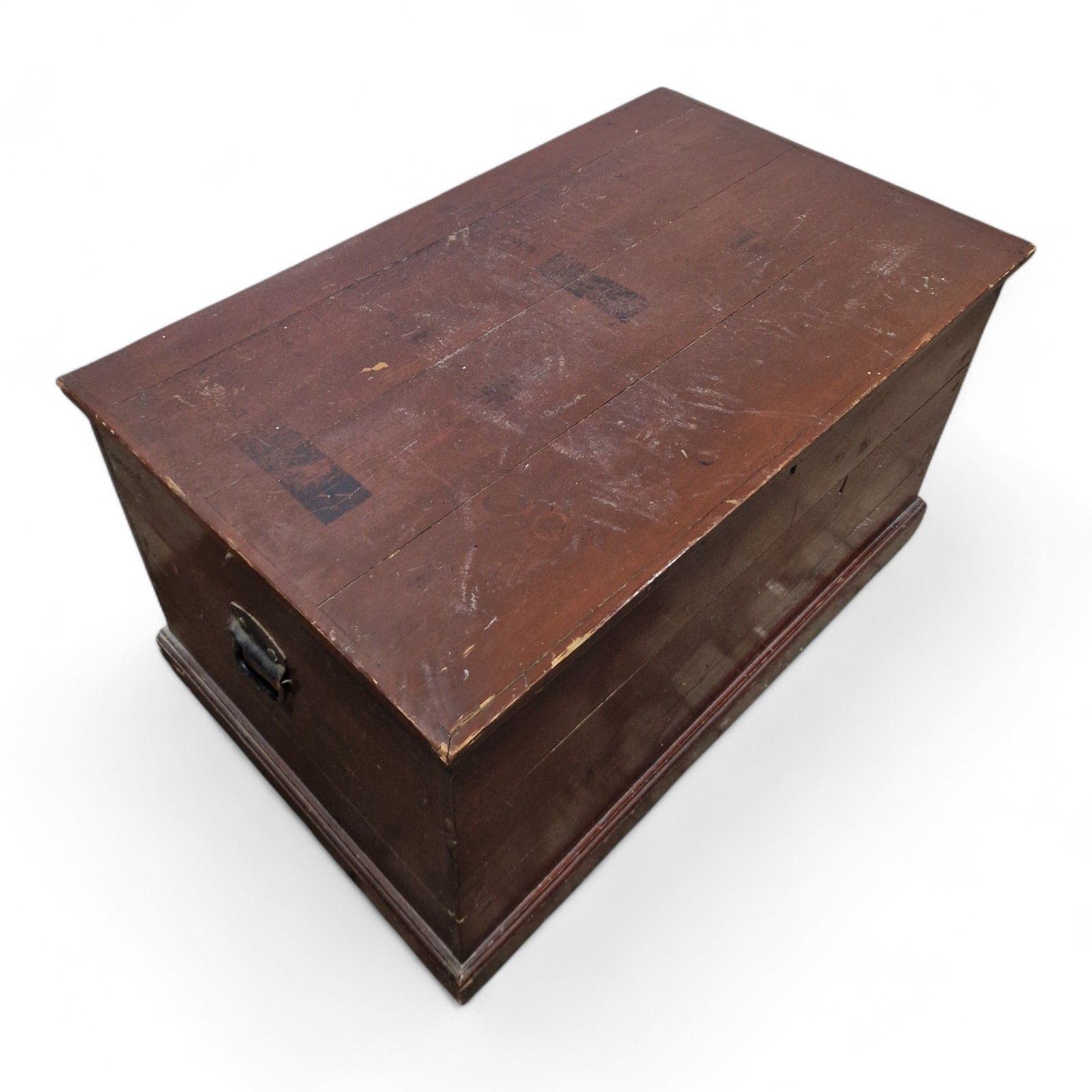 photo buy Antique Victorian Pine Box Flat Top Blanket Chest Wooden Storage Trunk