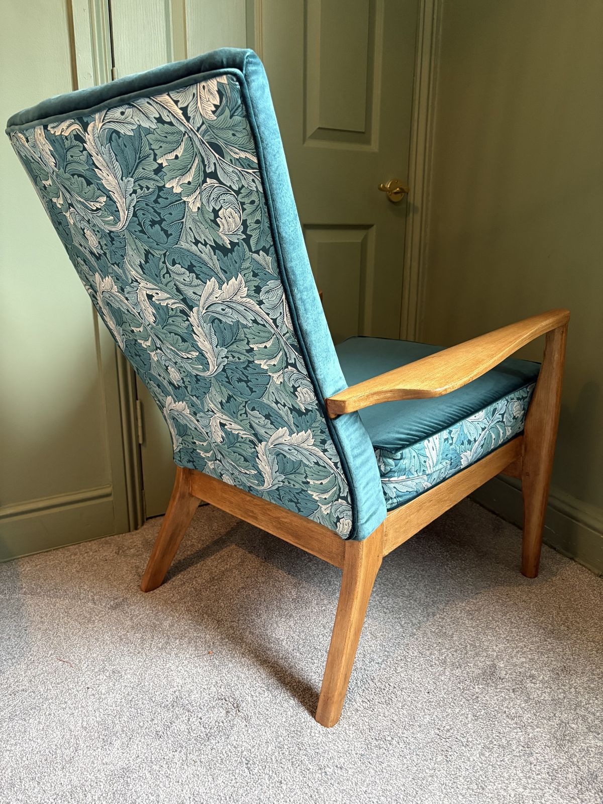 Parker Knoll Chair Refurbished In William Morris Acanthus. photo vintage