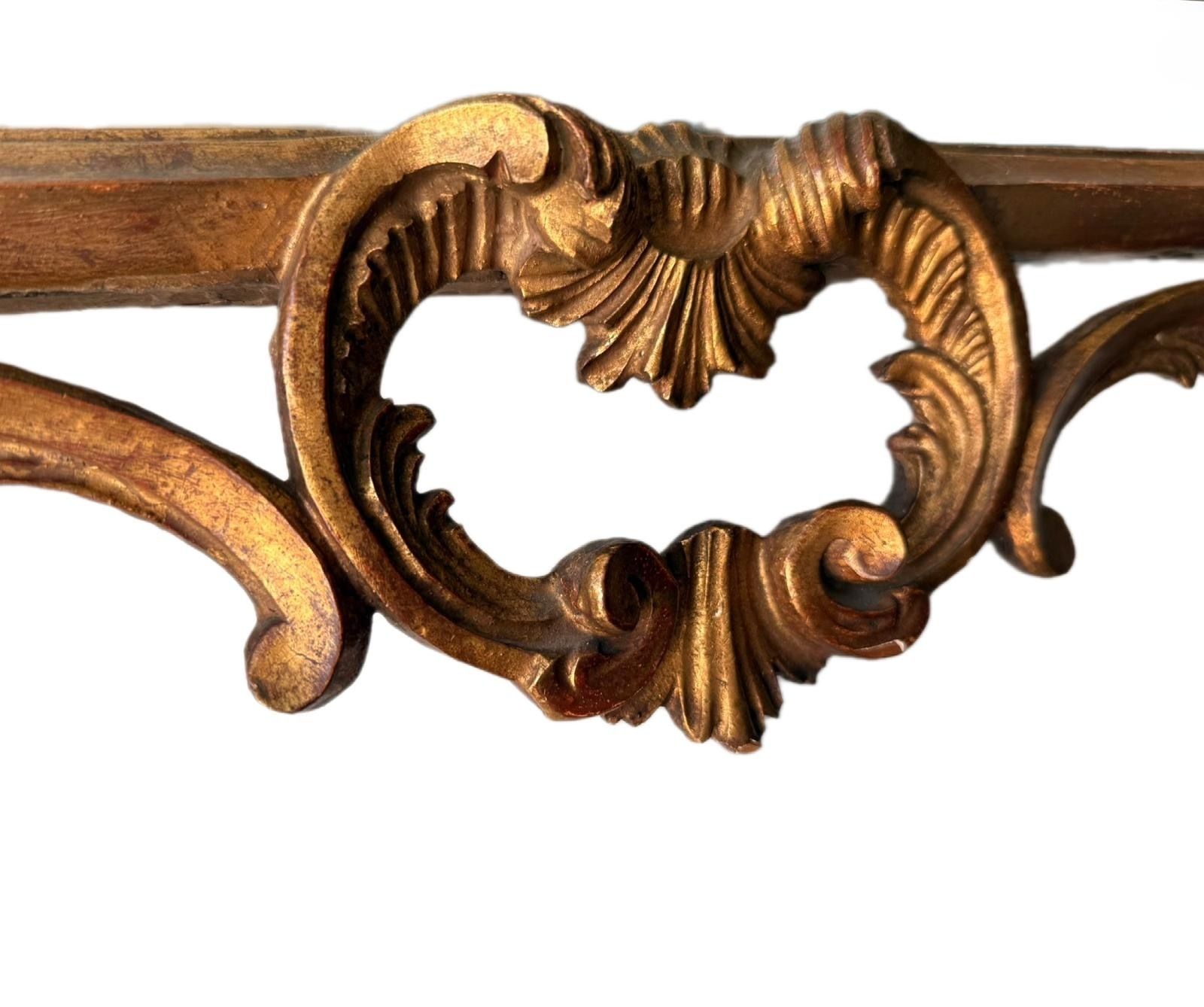 Console Mirror Large Carved Wood Top With Peak Decoration Italy Rococo Late 18th Century photo for sale