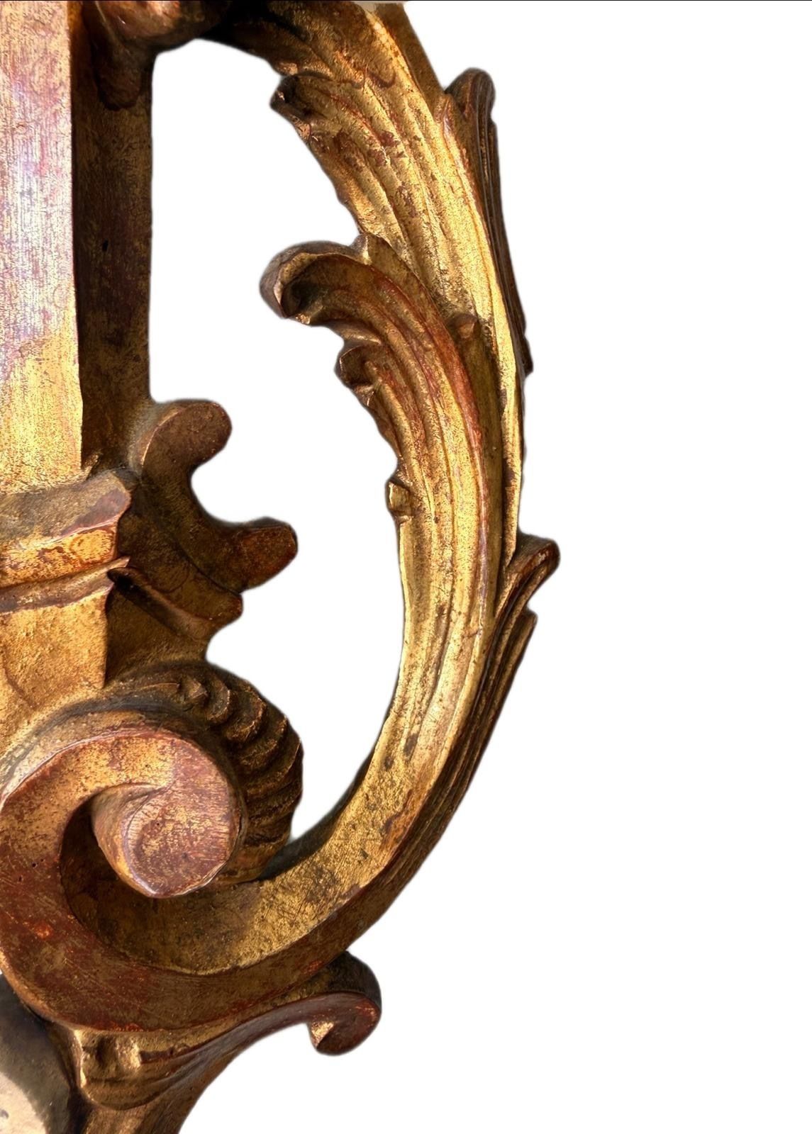 Console Mirror Large Carved Wood Top With Peak Decoration Italy Rococo Late 18th Century photo Home Decor