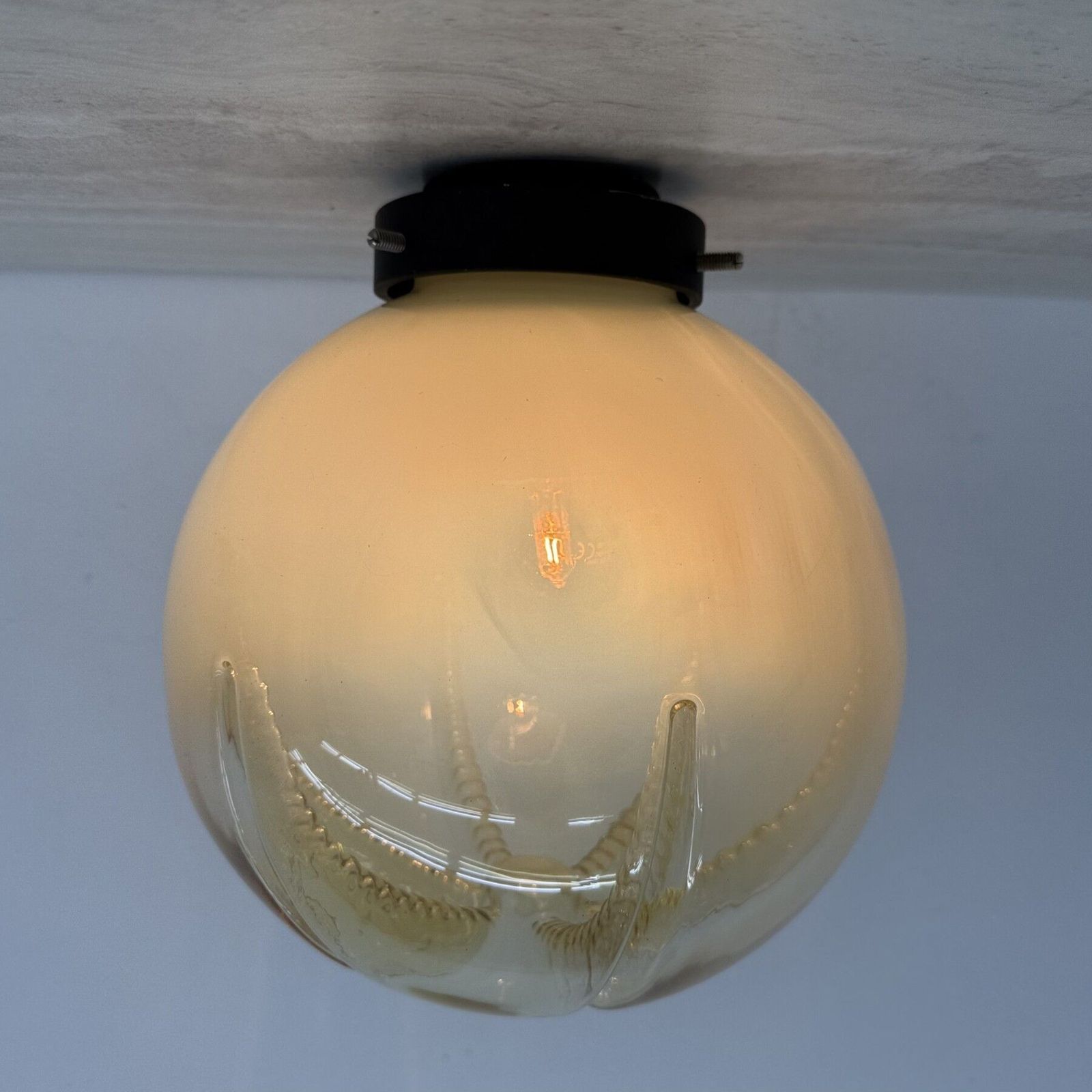 Mid Century Italian Glass Ceiling Lamp , 1970s photo furniture