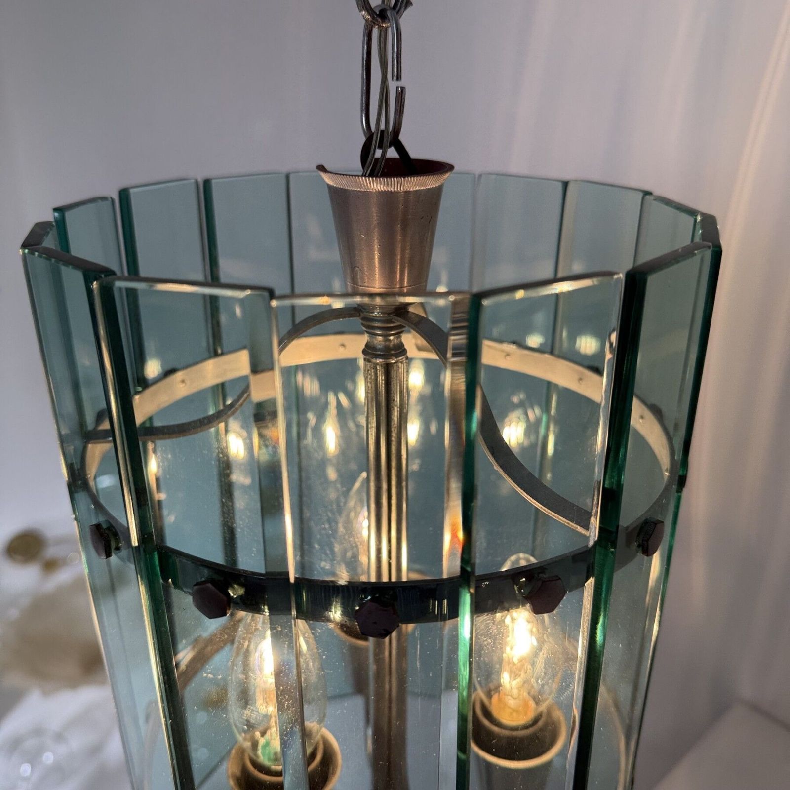 Verlichting Mid Century Veca Glazen Hanglamp, Jaren 1970, Italië photo