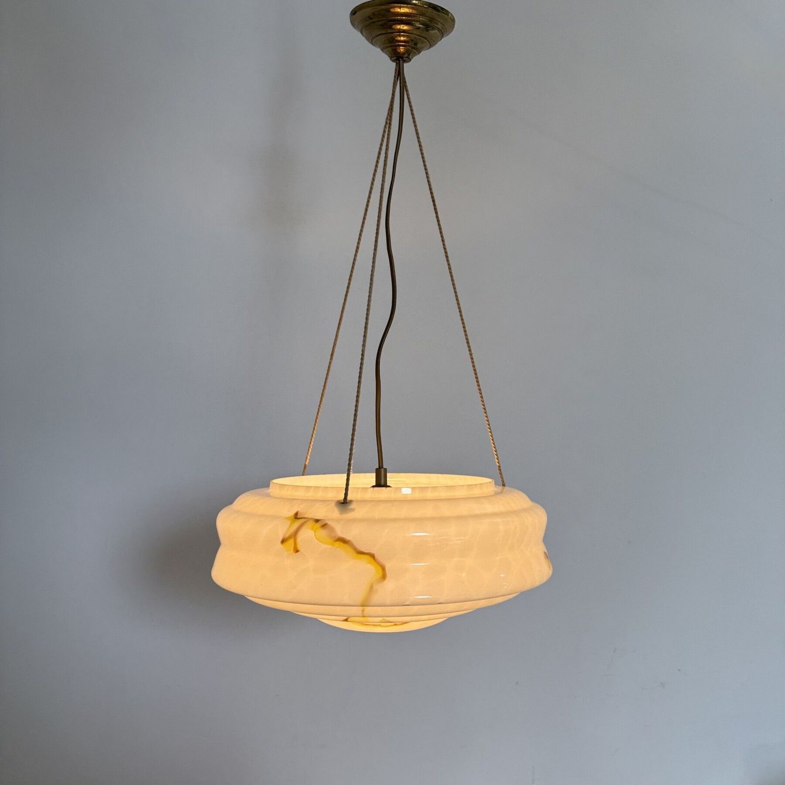 Art Deco Glass Hanging Lamp , 1950s photo vinterior