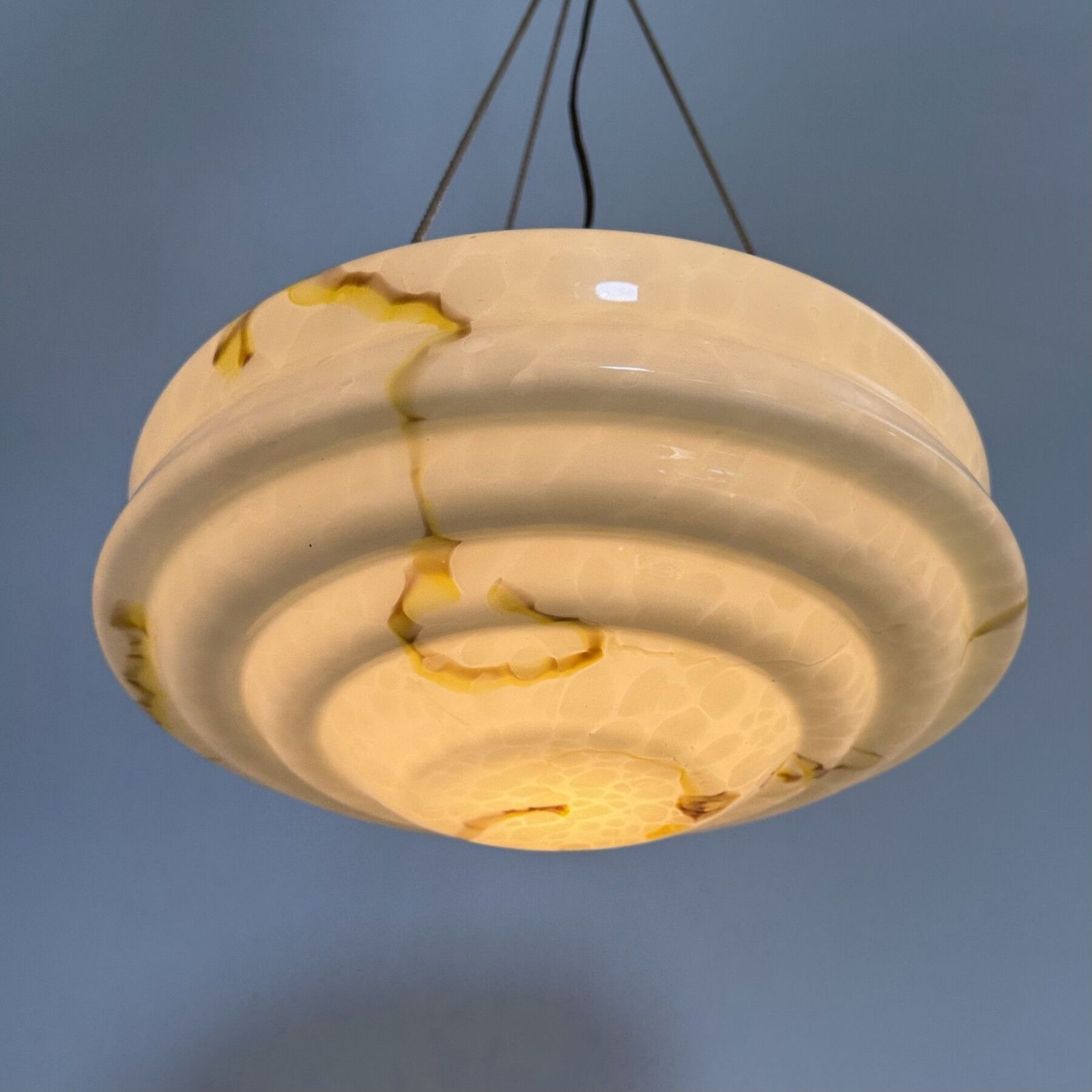 Art Deco Glass Hanging Lamp , 1950s photo vintage