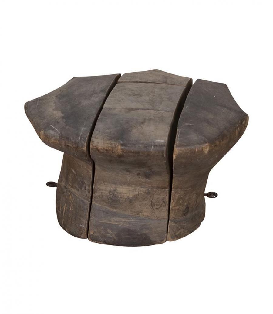 19th Century French Seven Piece Wooden Hat Mould In The Form Of A Torque