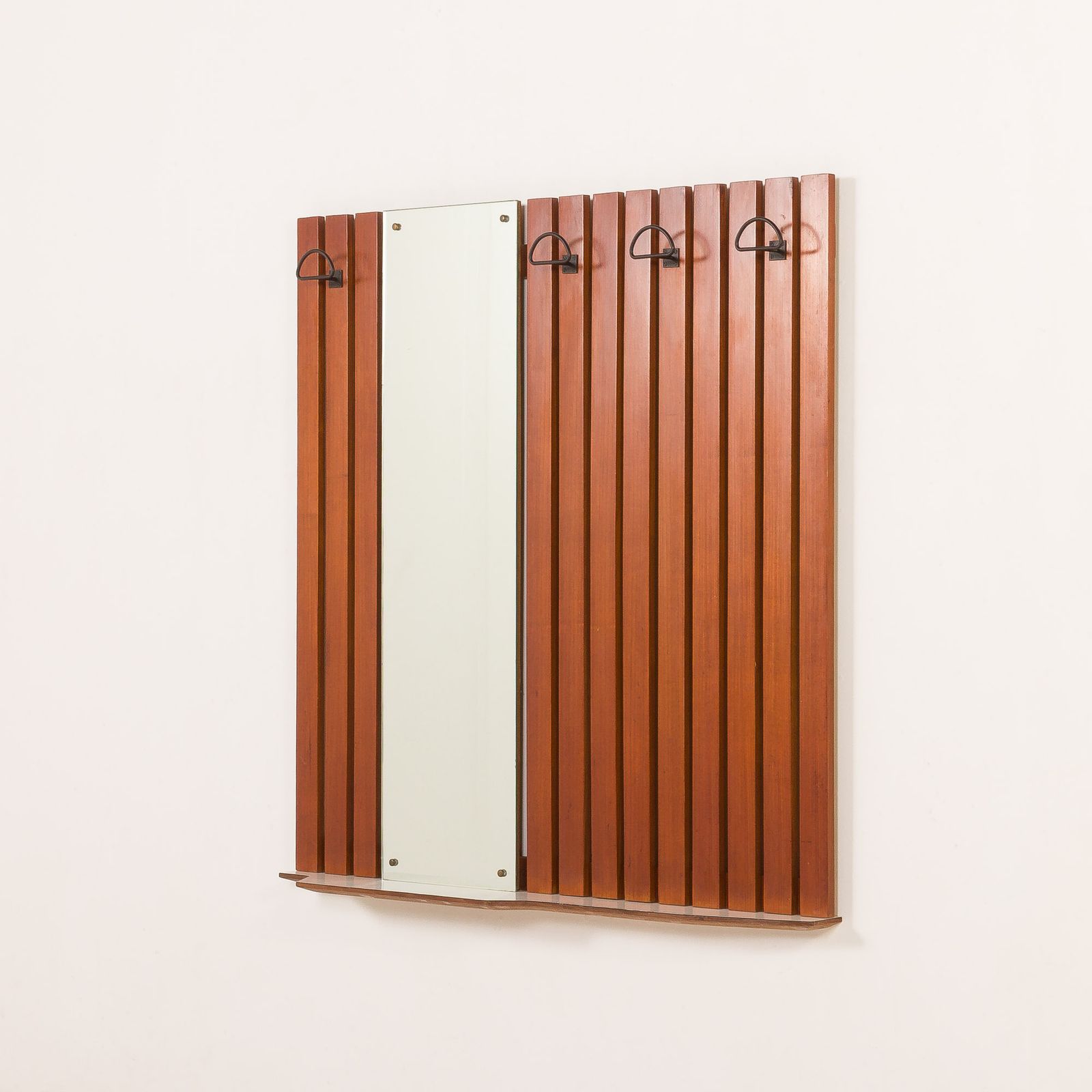 Coat Rack In Teak With Mirror And A Shelf, Italy, 1960s