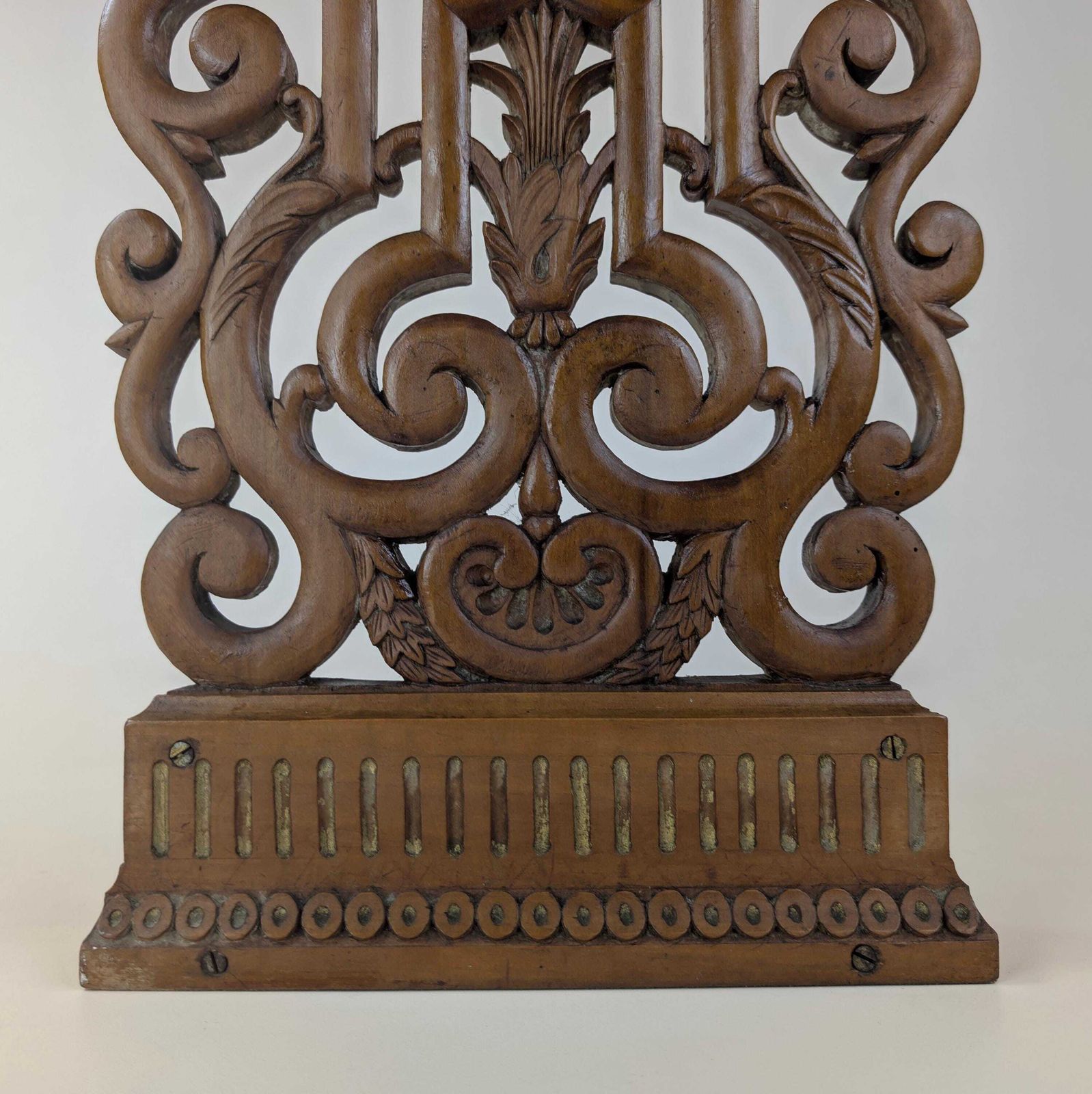 Carved Wood Religious Altar Fragment, 19th Century French Catholic Church Pediment, Sacred Heart Eucharist Wheat Grapes Plaque photo 317.0