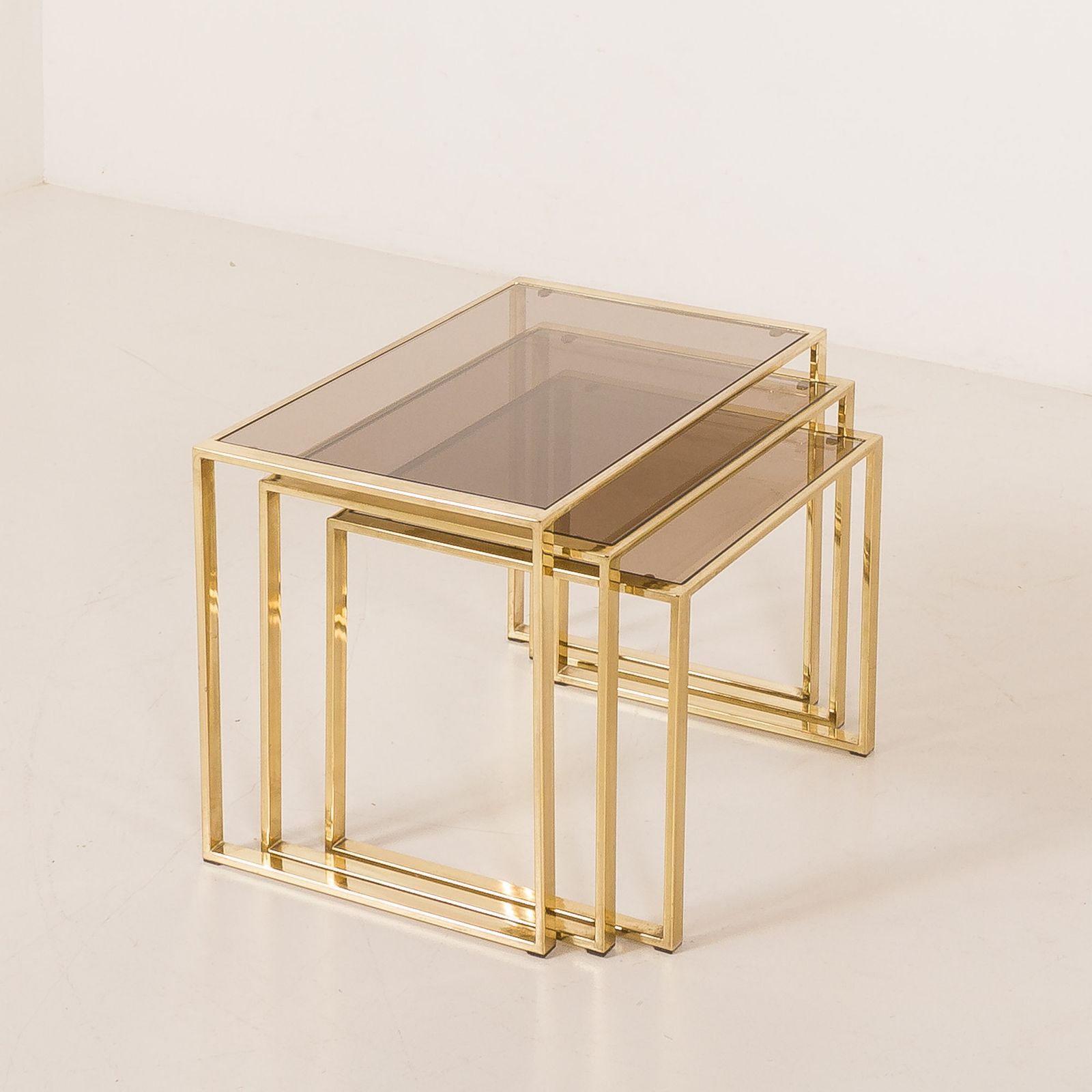 Set Of Three Brass Nesting Tables In The Style Of Romeo Rega, Italy, 1970s photo furniture