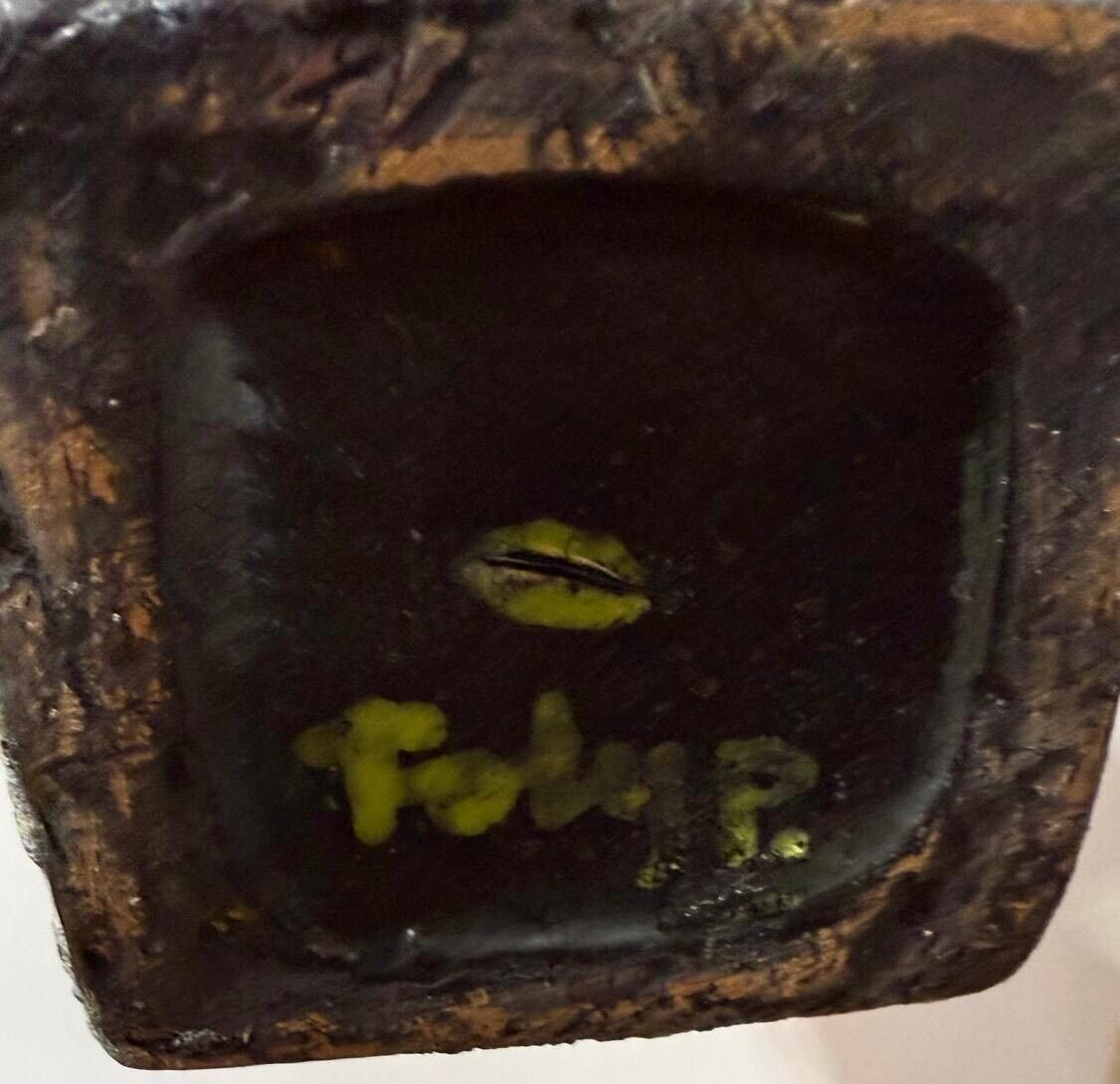 Table Lamp Made Of Hungarian Applied Art Ceramics With Cracked Glaze Technique, Marked Folyp On The Bottom. photo for sale