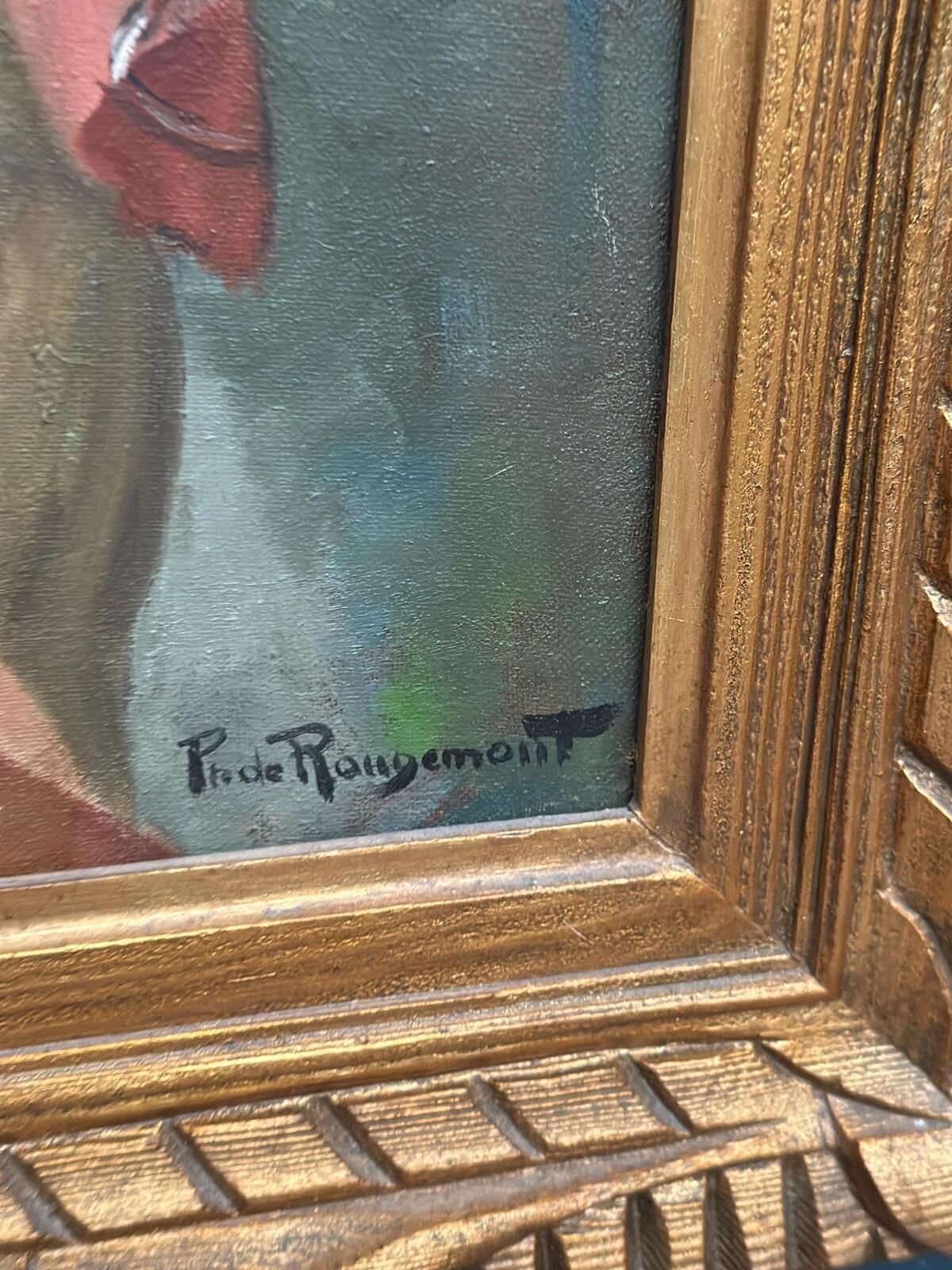 Original Early Century French Oil On Canvas – “Woman And Clown” By Philippe De Rougemont – Vintage & Framed – 82 × 70 Cm (32.3" × 27.6" photo buy