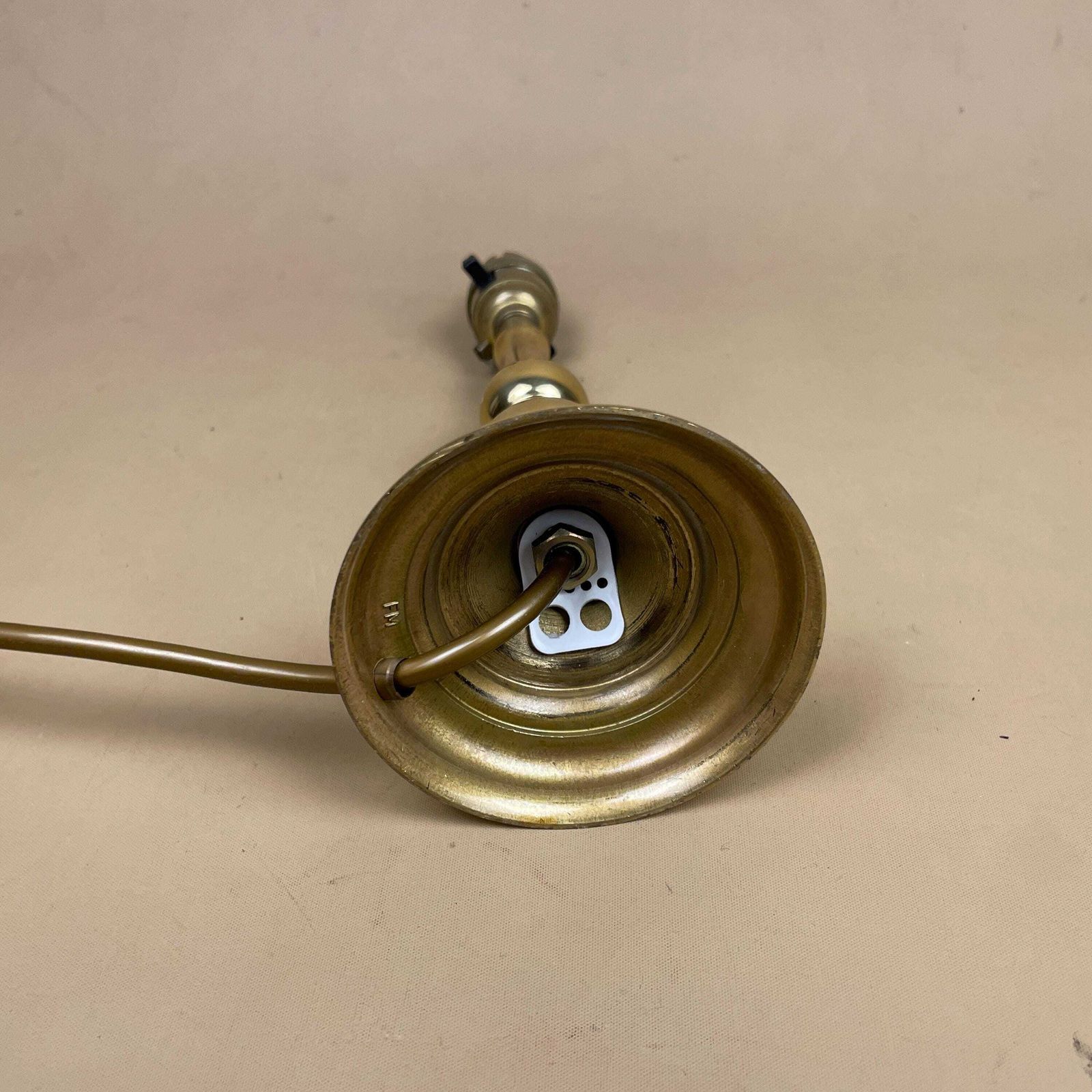 Gold Brass Metal Lamp Light Bedside Side Table Desk Column Pillar Ornate Round Base Cottage Antique Vintage Classic Candle photo buy