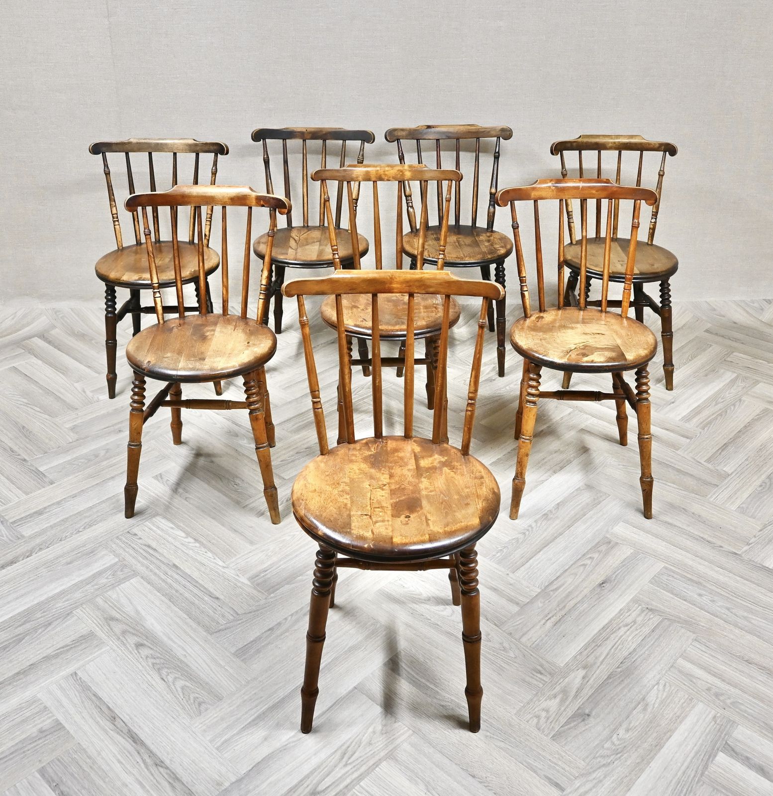 Harlequin Set Of 8 Penny Seat Ibex Windsor Kitchen Dining Chairs photo furniture