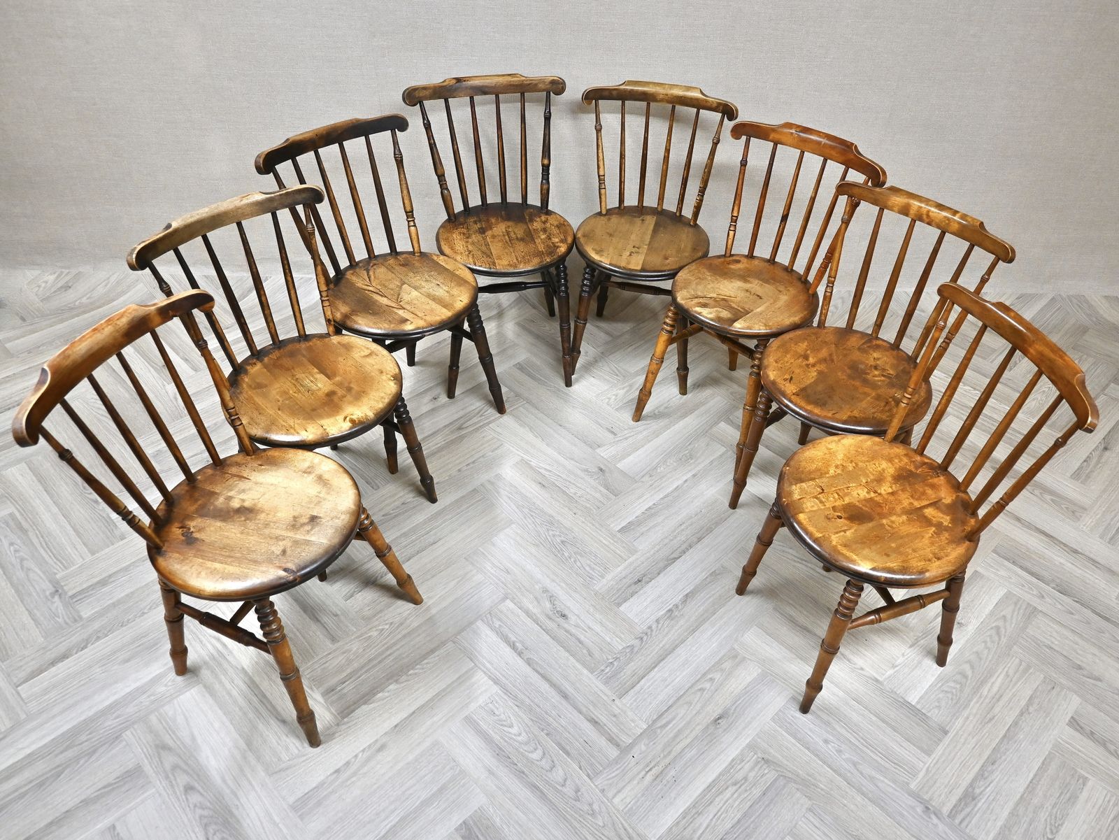 Harlequin Set Of 8 Penny Seat Ibex Windsor Kitchen Dining Chairs