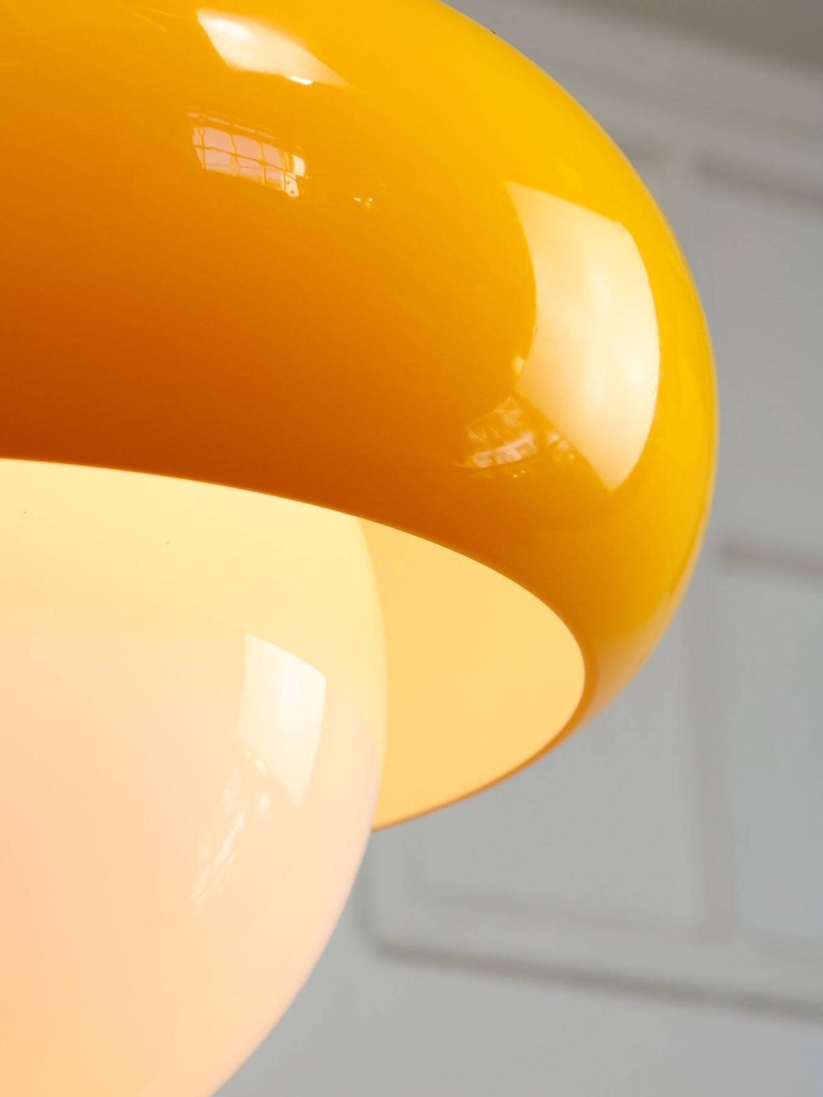 Large Space Age Model Best Hanglamp van Guzzini in geel, jaren 1970 photo furniture
