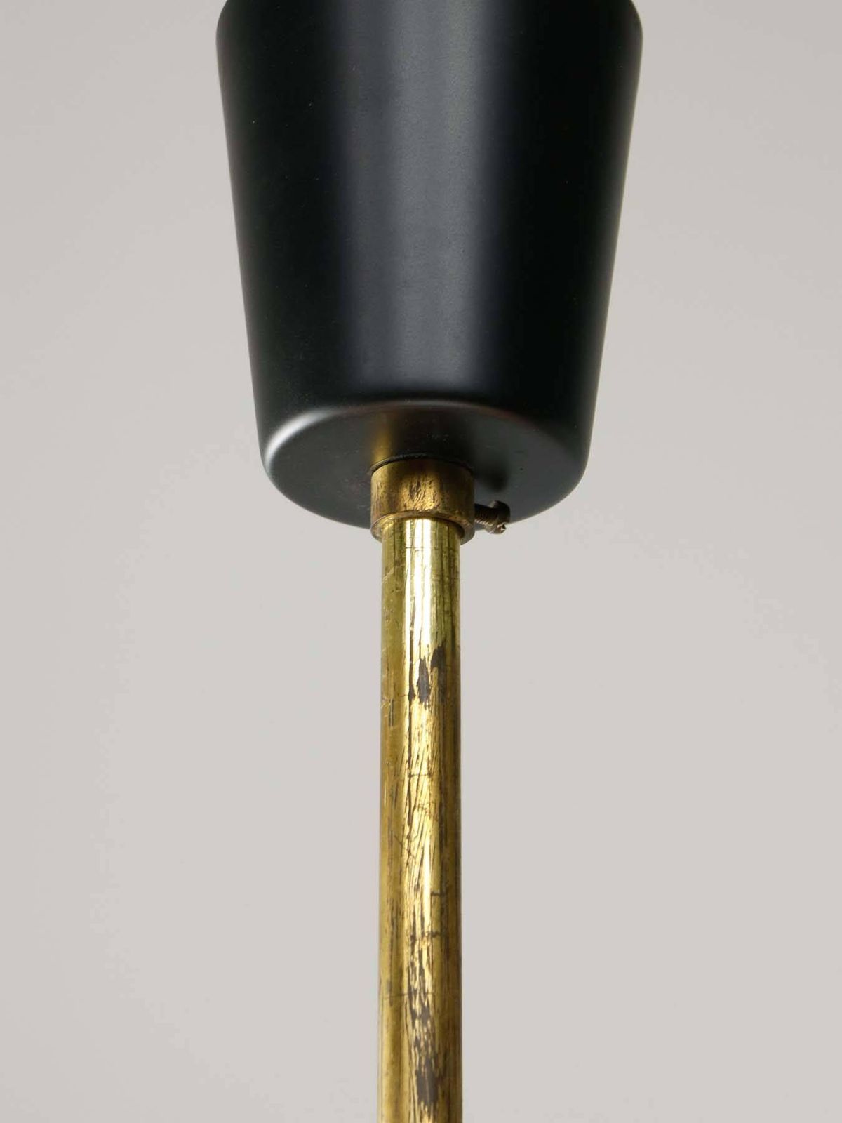 photo for sale Mid Century Italian Brass And Opaline Chandelier