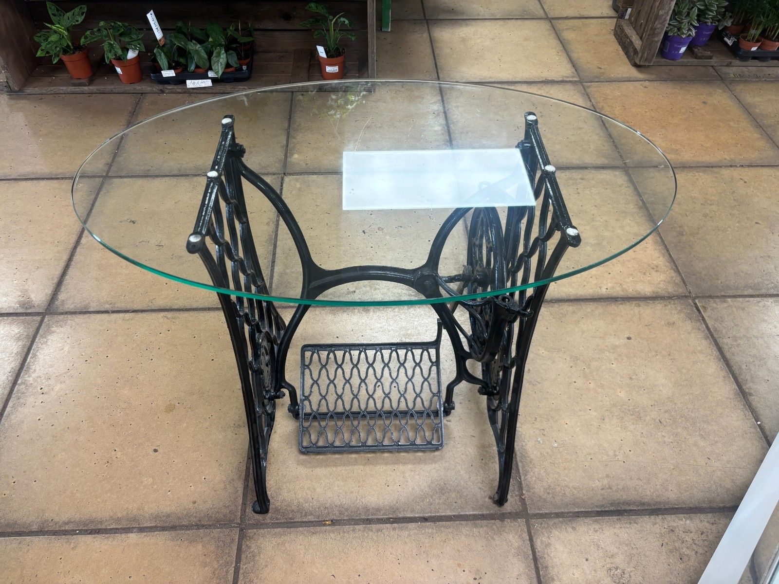 Antique Cast Iron Singer Sewing Machine Base With Glass Top Table photo furniture