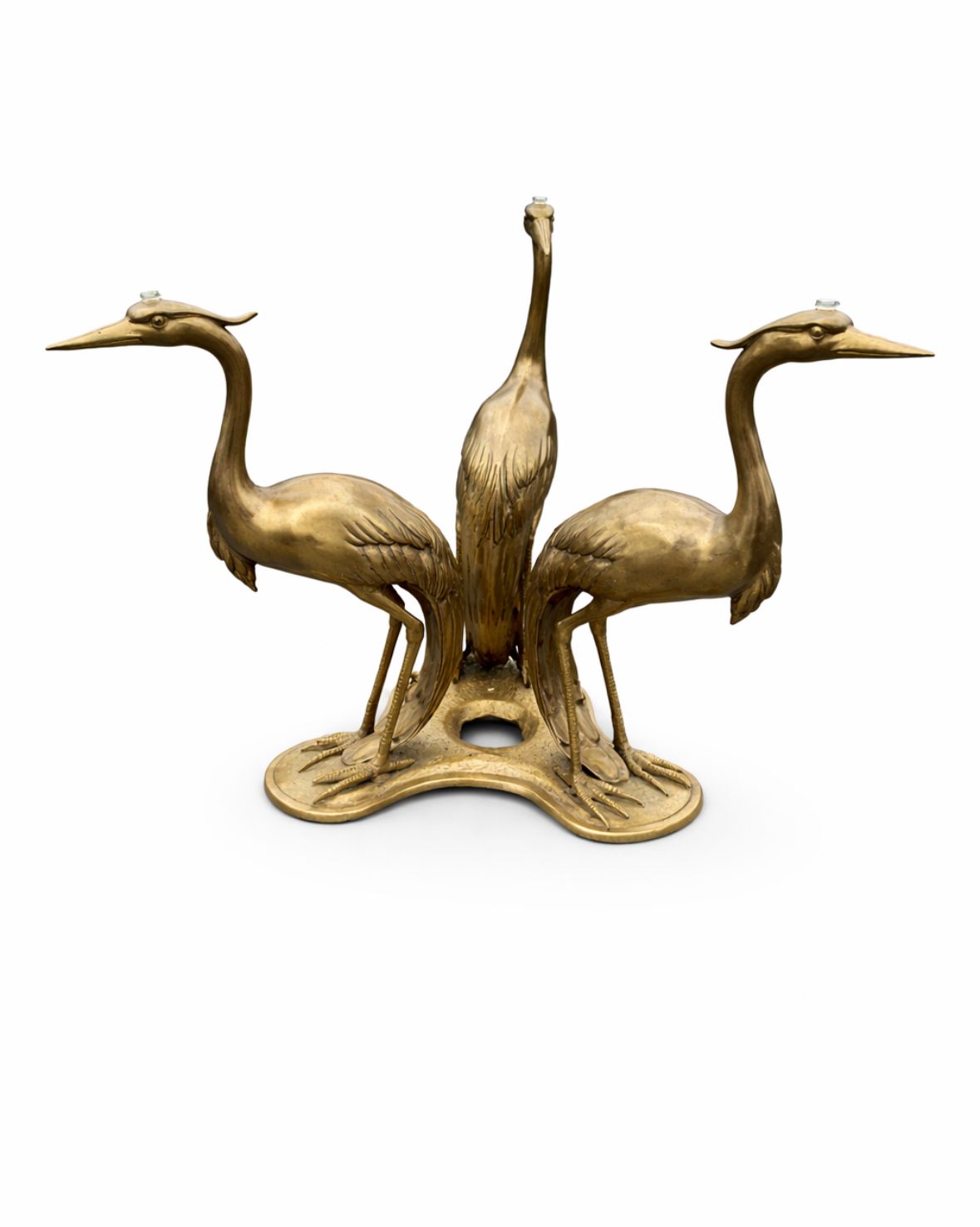 Willy Daro Hollywood Regency Coffeetable Decorated With A Copper Sculptural Three Crane Motif photo furniture