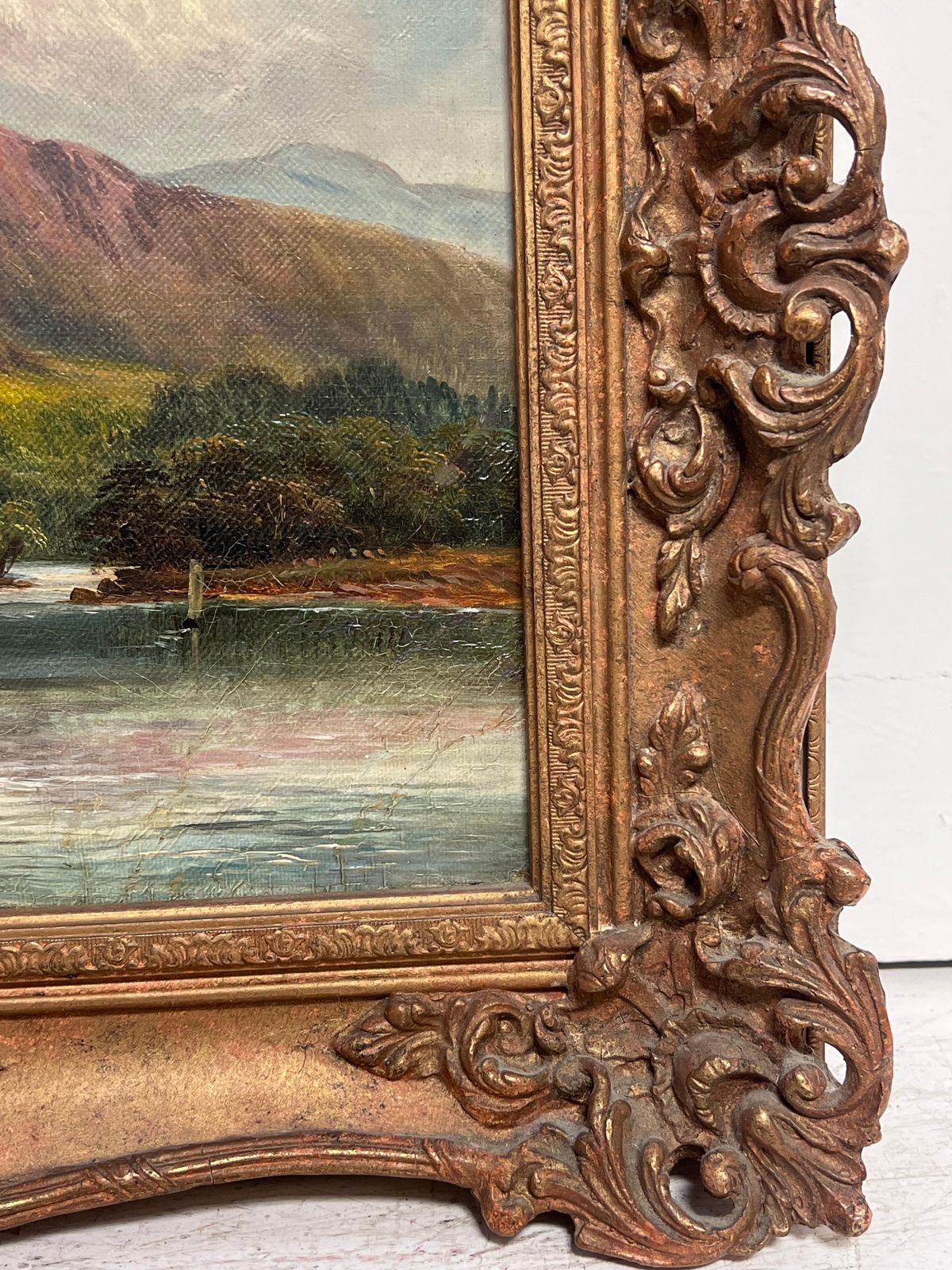 1120.0 British School Victorian Signed Oil Painting Figure By Highland Cottage & Loch In Mountains photo