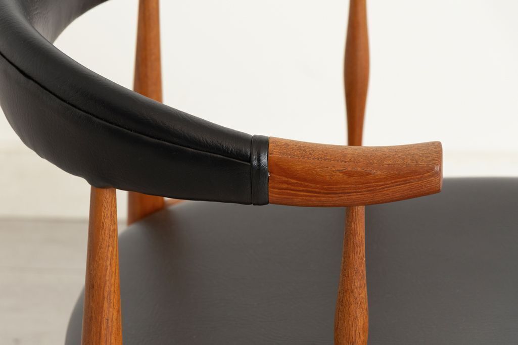 photo for sale Set Of 8 Midcentury Danish Model Ba113 Dining Chairs In Teak By Johannes Andersen For Brdr C.1965, Newly Reupholstered