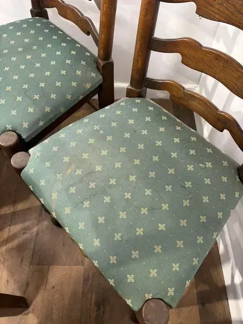 Vintage Oak Set Of Five Ladder Back Dining Chairs photo furniture