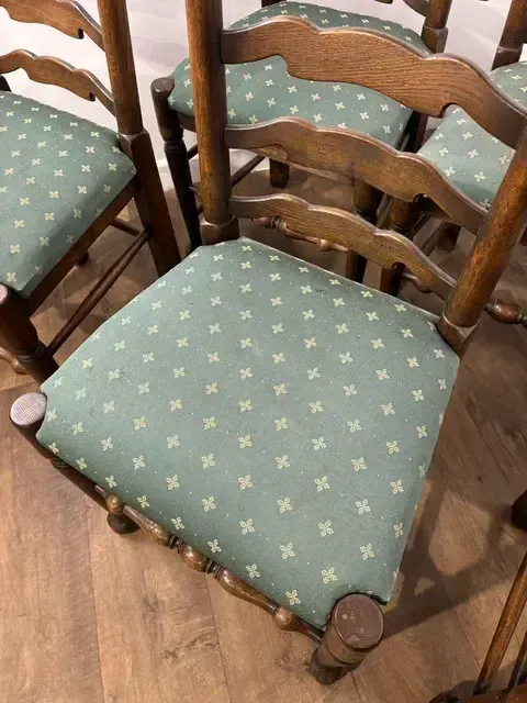 Vintage Oak Set Of Five Ladder Back Dining Chairs photo buy