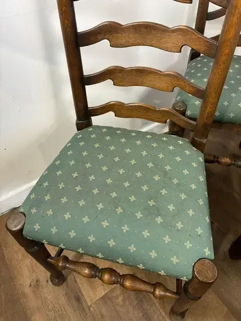 photo furniture Vintage Oak Set Of Five Ladder Back Dining Chairs