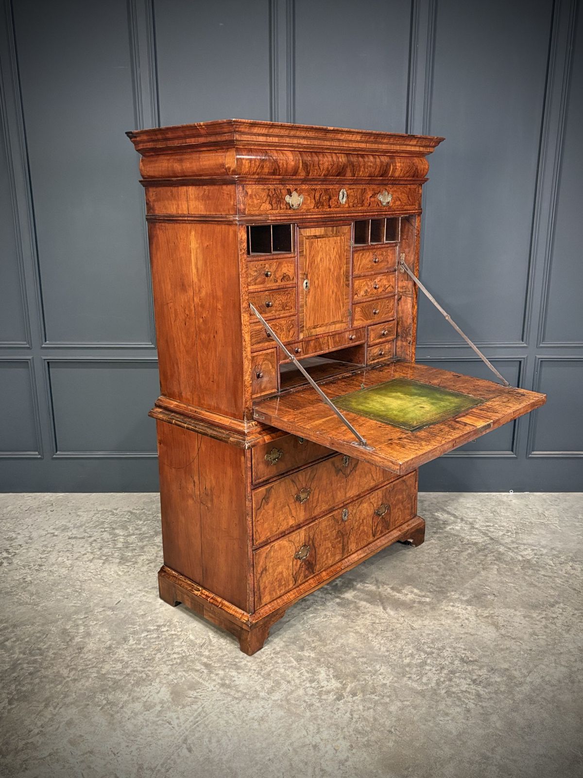 Queen Anne Walnut Secretaire Chest / Escritoire photo for sale