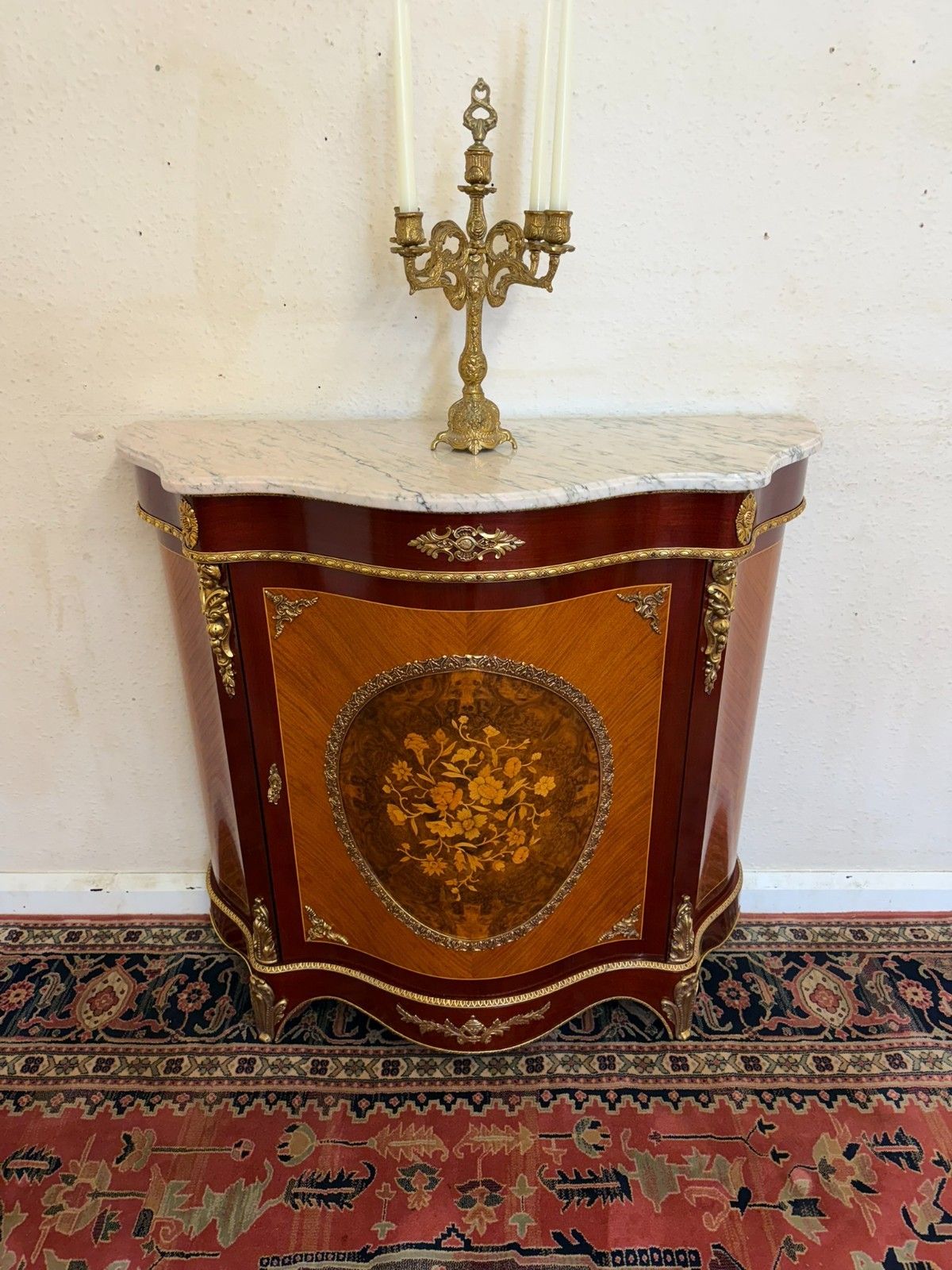 Quality French Marble Top Curved Side Cabinet photo furniture