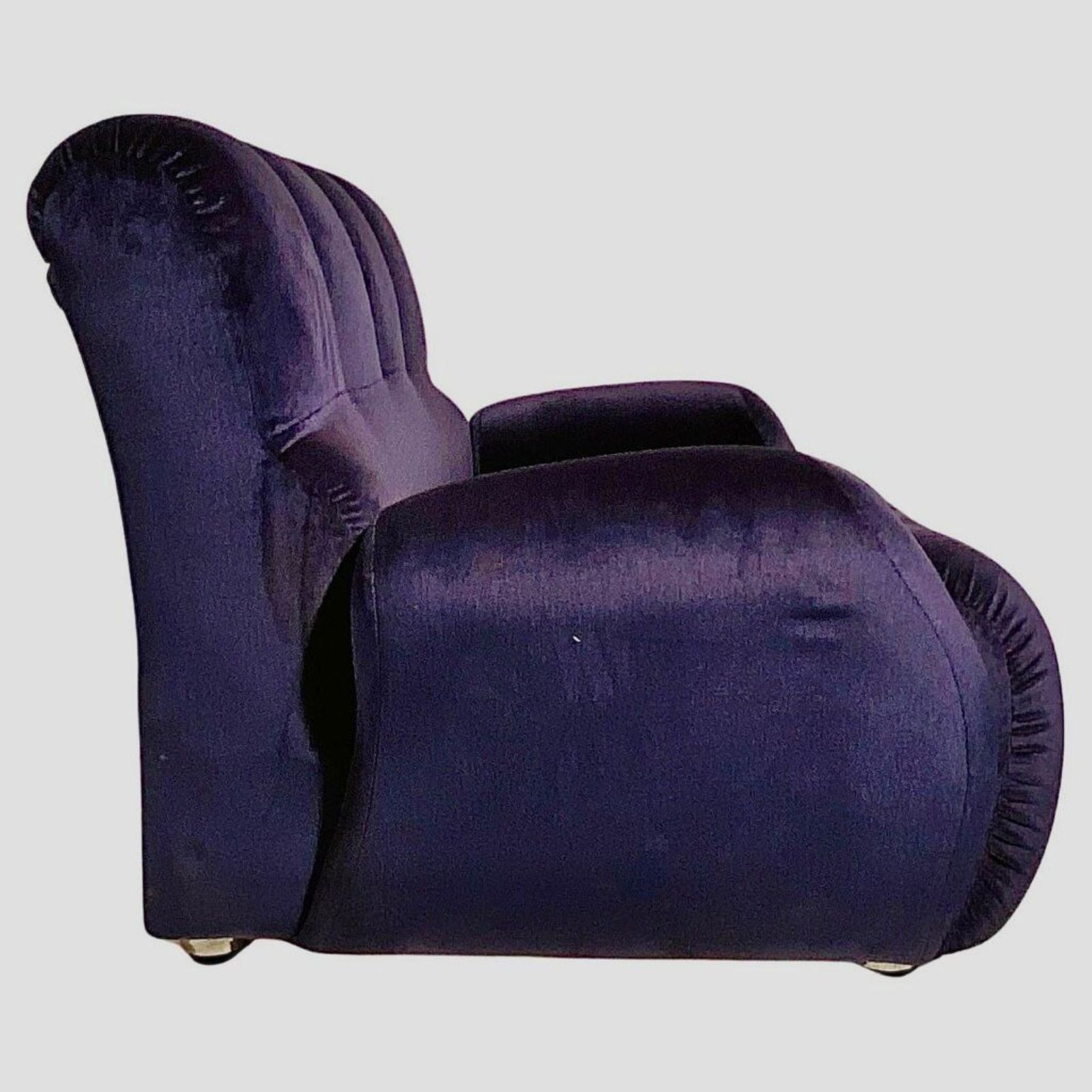 Italiaanse fauteuil met blauw fluweel, jaren 1980, modern design, Italië photo Meubels
