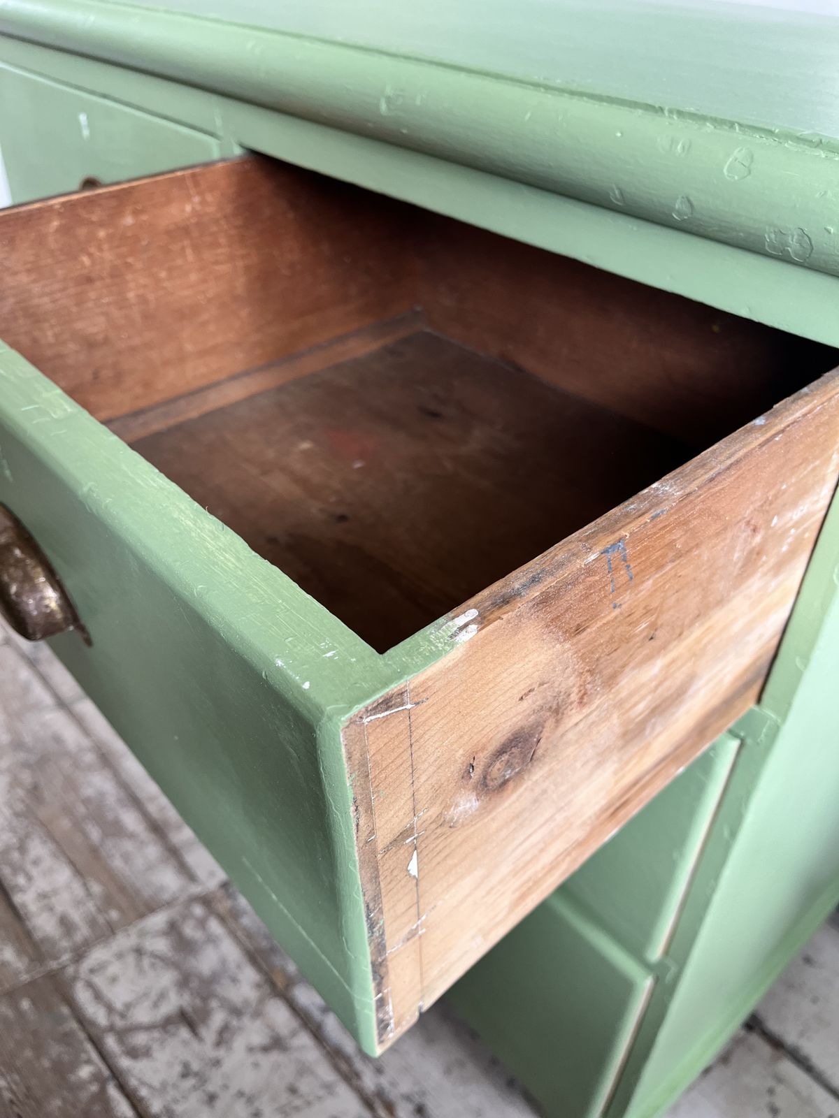 Furniture Small Victorian Green Painted Chest Of Drawers With Brass Cup Handles photo