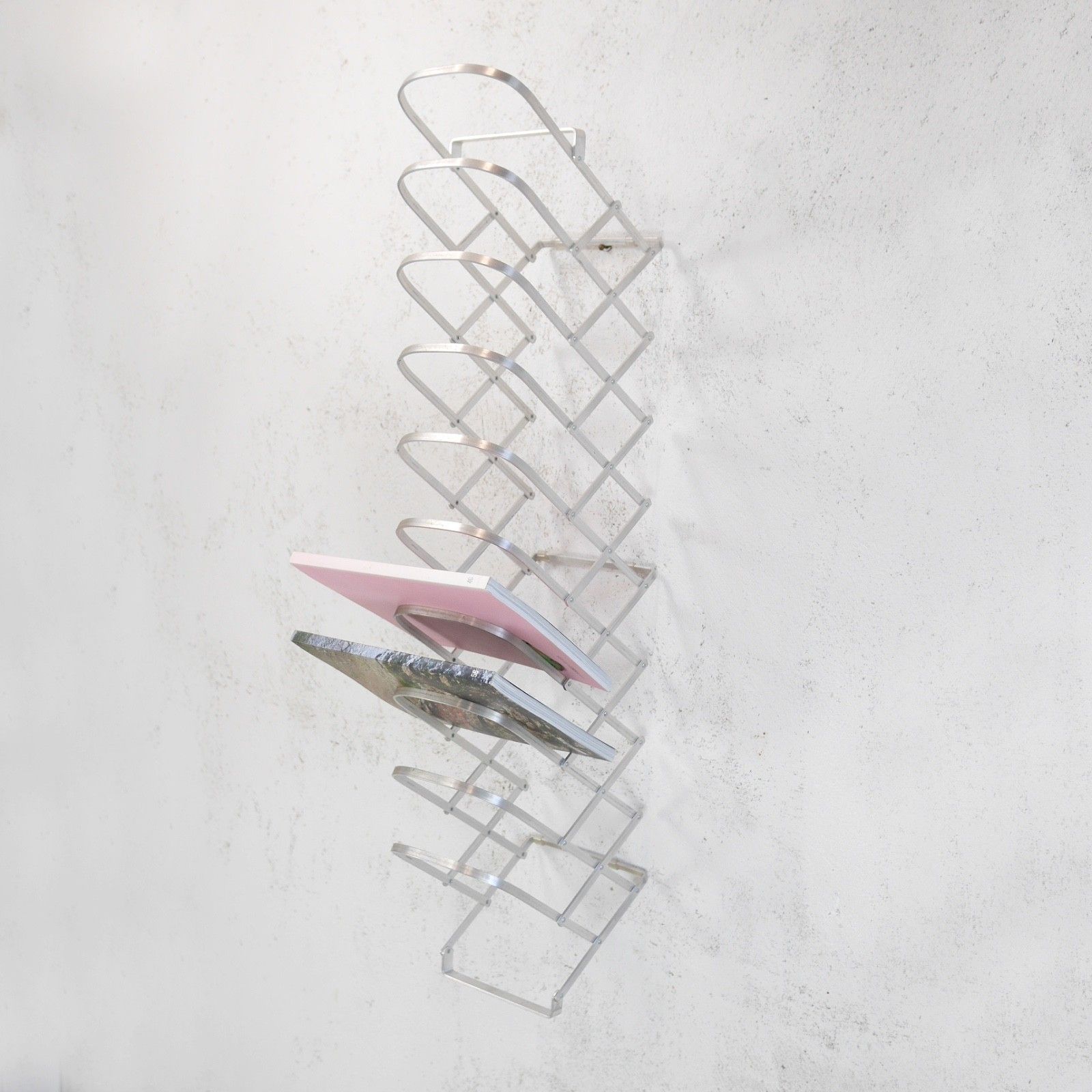 Accordion "Harmonica" Aluminium Magazine Rack Merci Paris #103172 photo for sale