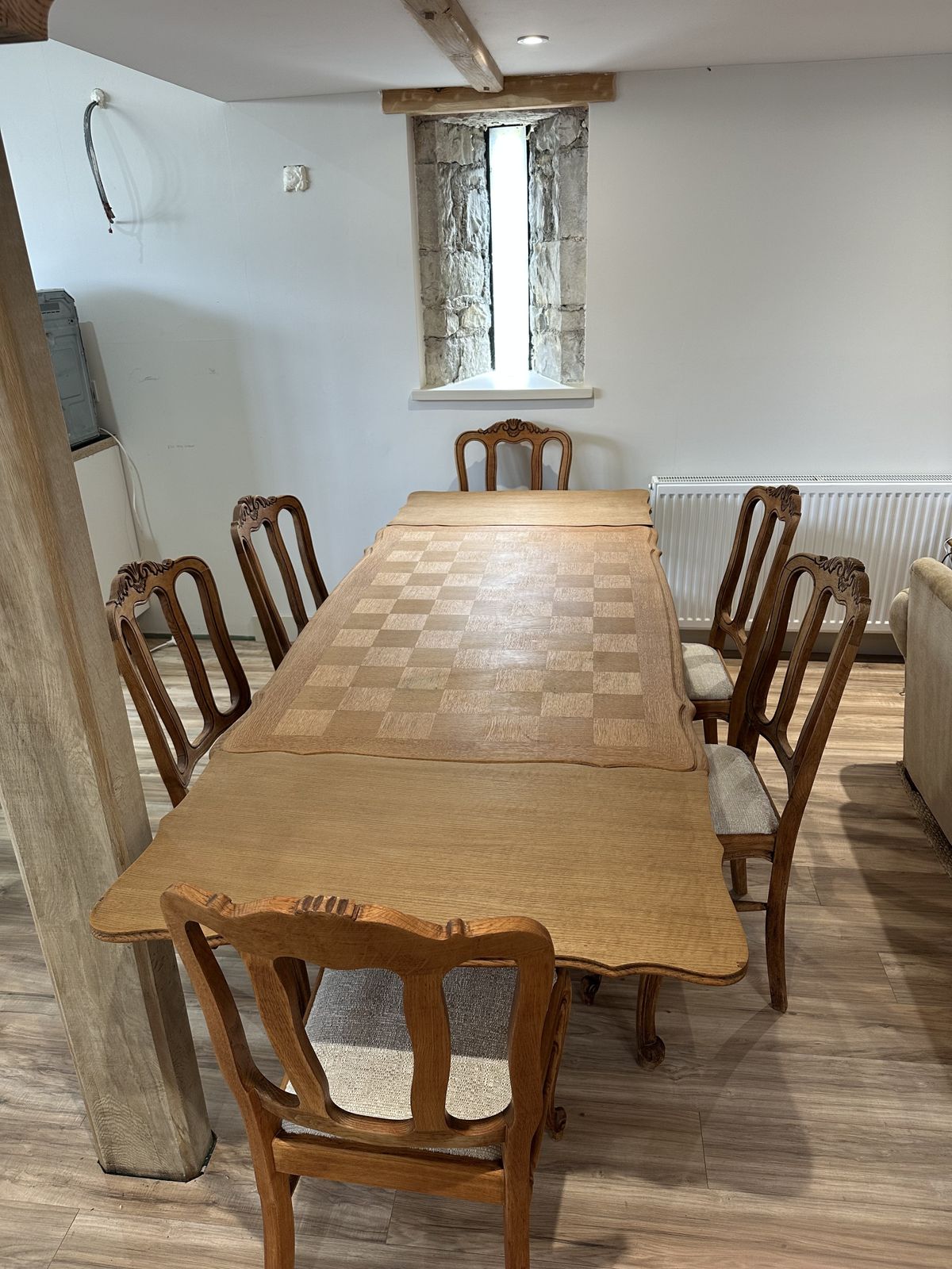 Louis XV Style Parquet Extendable Table And Chairs 20th Century photo Furniture