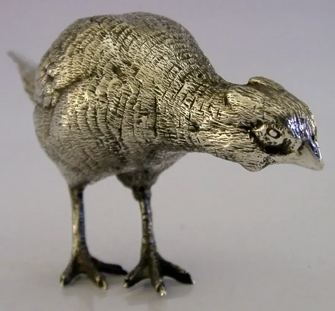 Figurine de faisan en argent sterling 262 g, Londres 1977, chasse