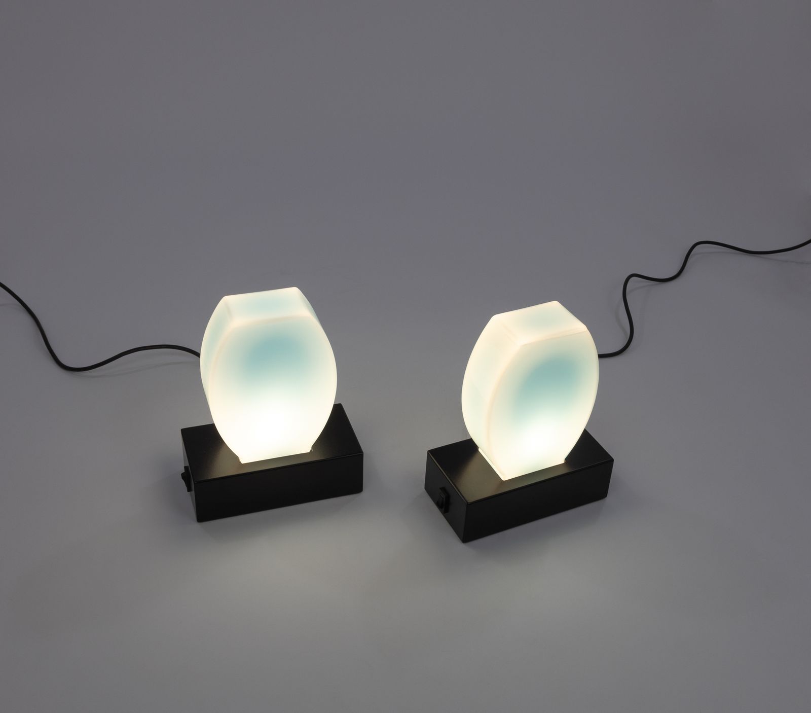 Pair Of Blue Dorane Table Lamps By Ettore Sottsass For Stilnovo, 1970s photo for sale