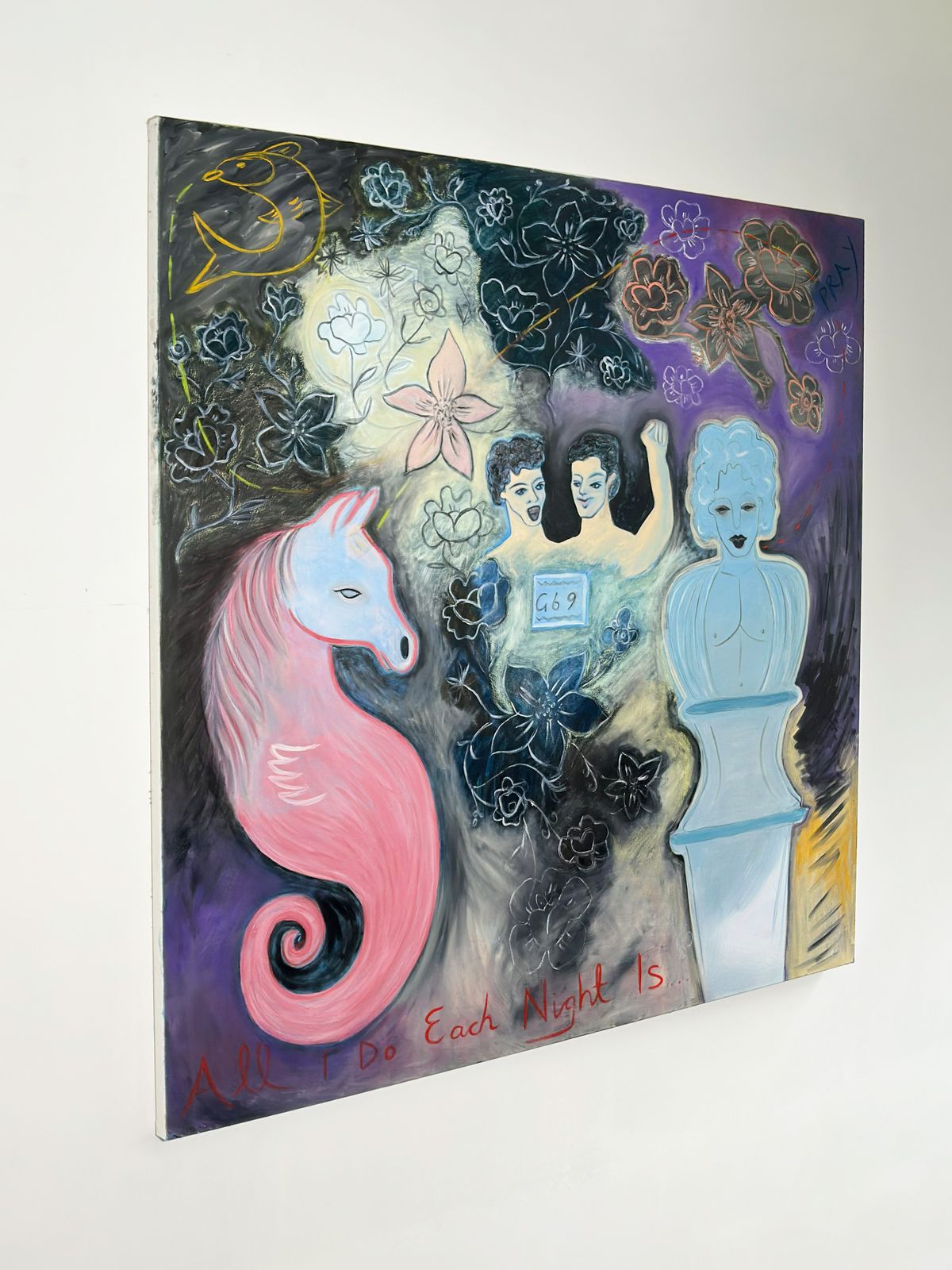 Large Contemporary Oil Painting ‘All I Do Each Night Is… Pray’ By Steven E Robertson, Scotland, 2025 photo vinterior