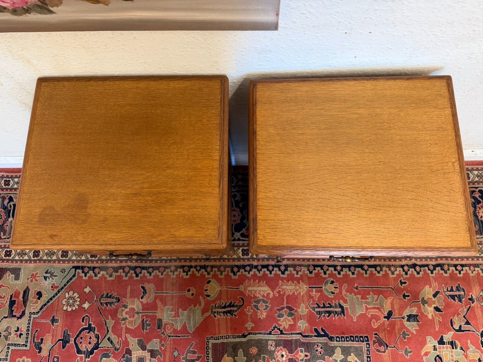 Pair Of French Carved Oak Bedside Cabinets Circa 1950 photo vinterior
