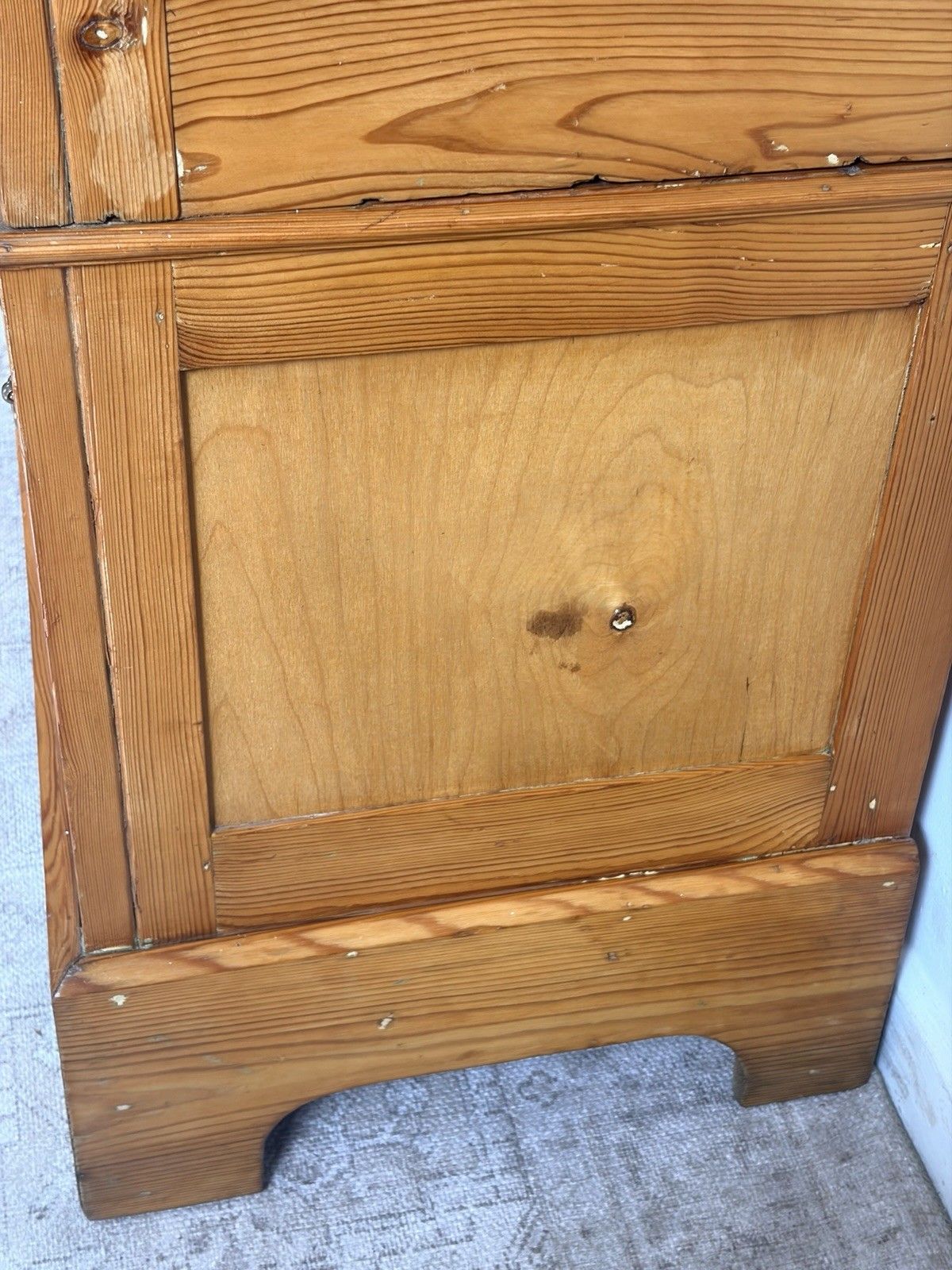 315.0 Antique Edwardian Pine Wardrobe Mirrored Armoire Hall Robe Vintage Dresser Drawe photo