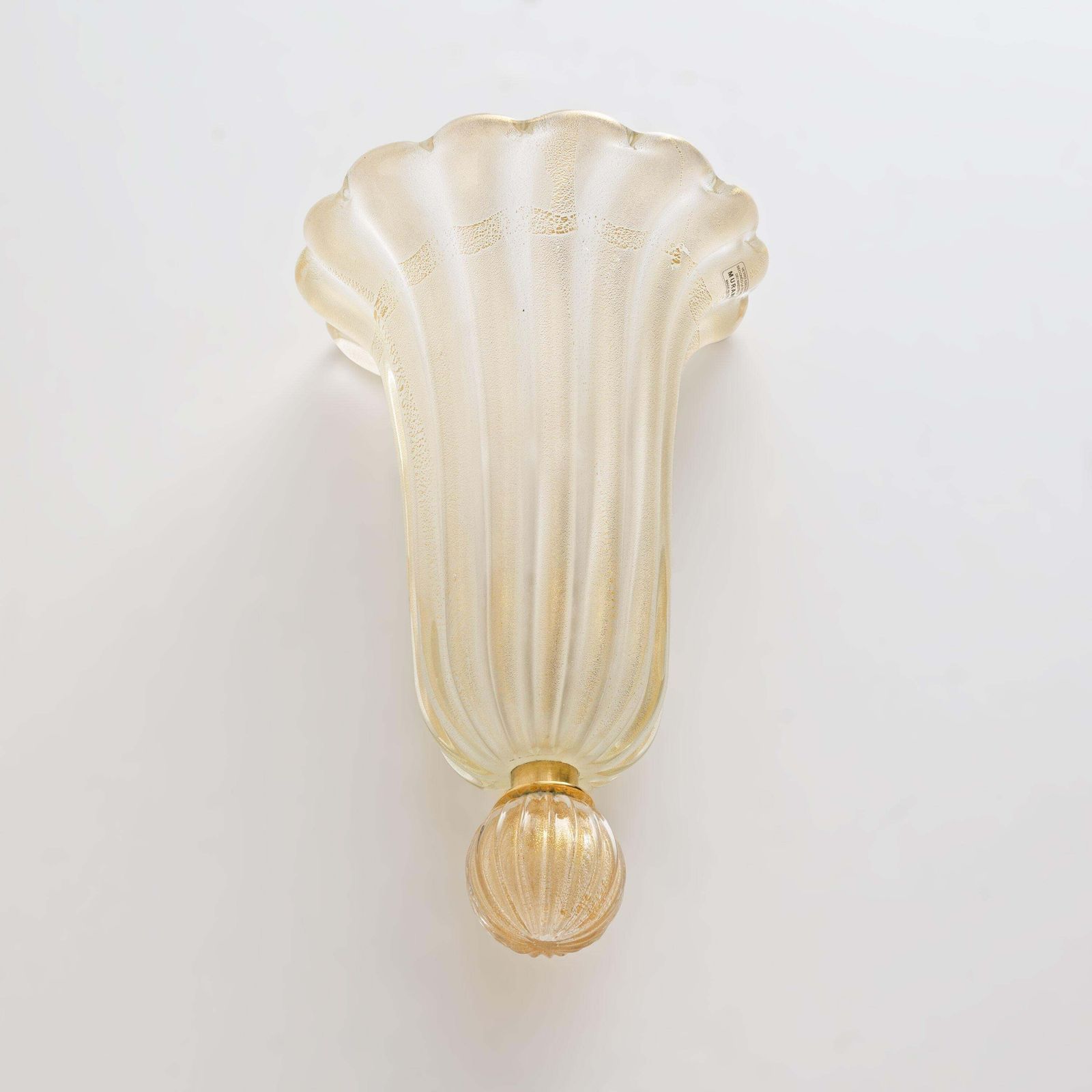 Pair Of Murano Glass Wall Sconces With Gold Dust Inclusions photo vintage