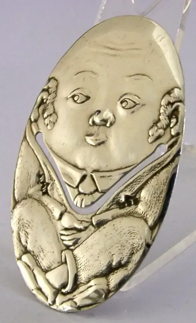 English Novelty Sterling Silver Humpty Dumpty Bookmark 1994 Christening photo for sale