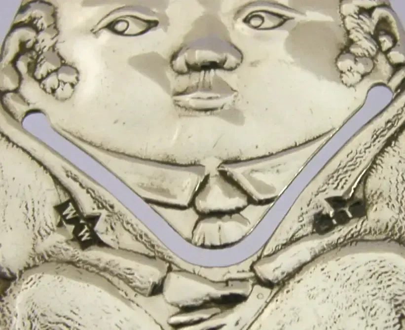 English Novelty Sterling Silver Humpty Dumpty Bookmark 1994 Christening photo vinterior
