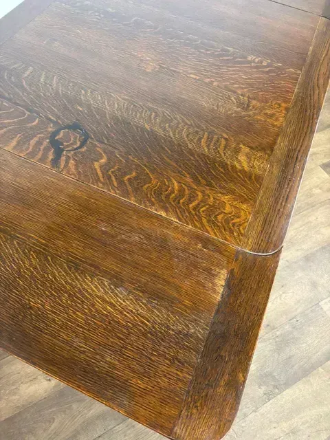 Vintage Oak Barley Twist Draw Leaf Dining Table photo for sale