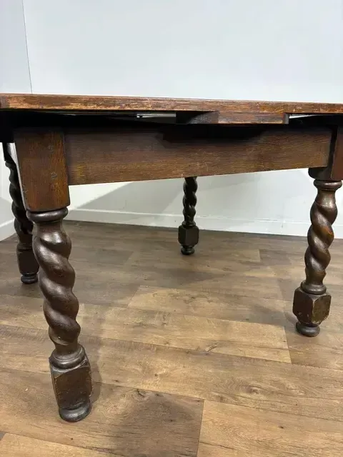 photo furniture Vintage Oak Barley Twist Draw Leaf Dining Table